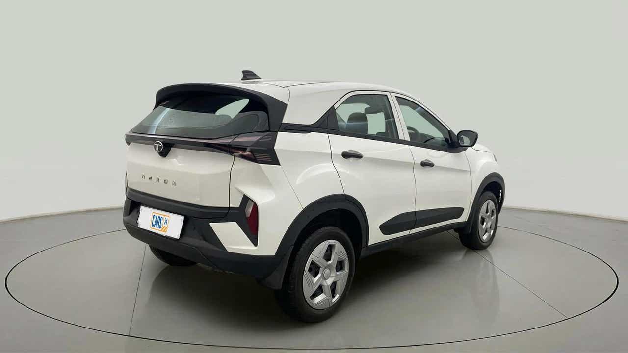 Rear three-quarter of a Tata Nexon