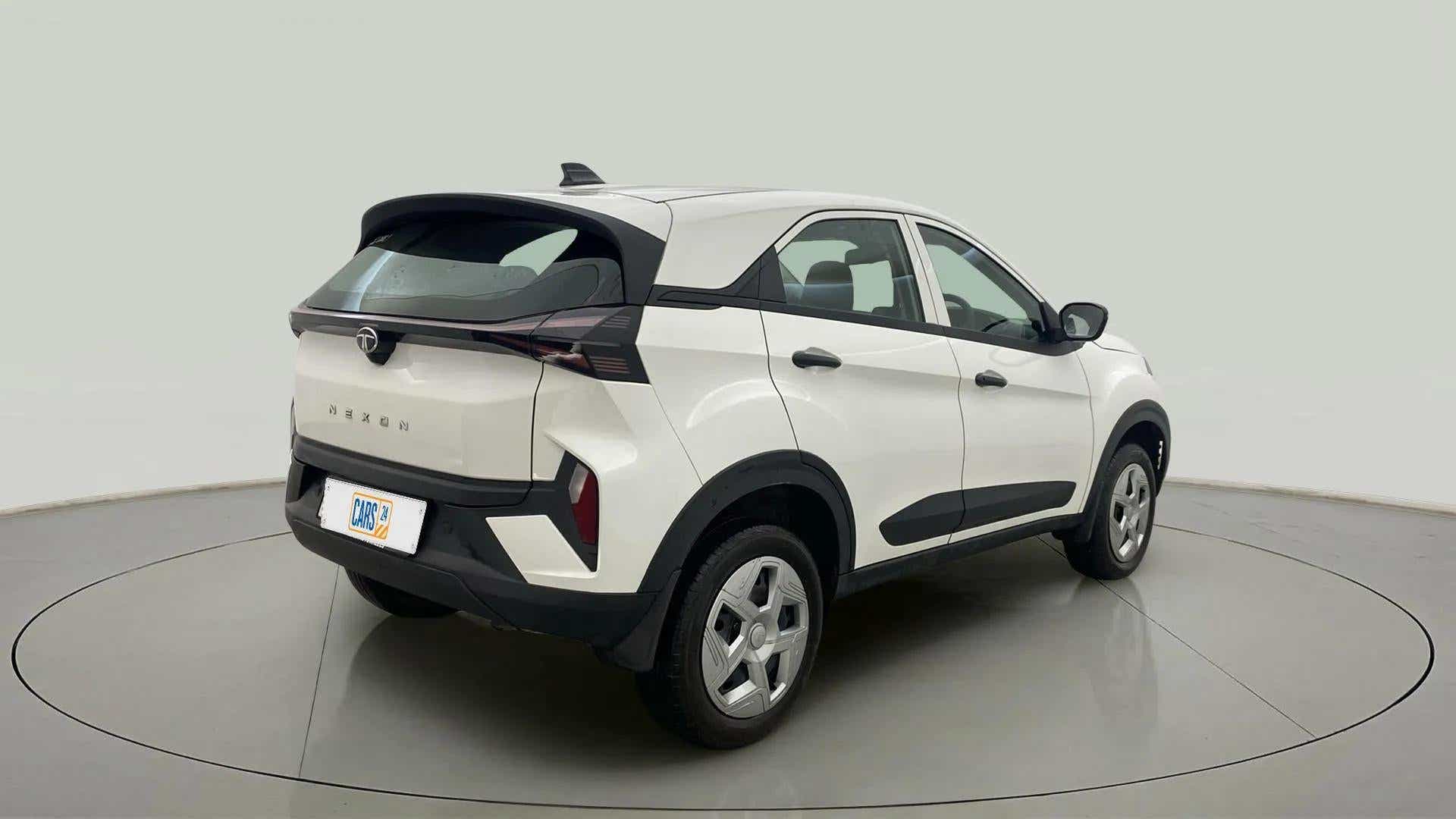 Rear three-quarter of a Tata Nexon
