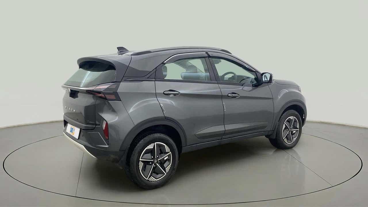 Rear three-quarter view of a Tata Nexon