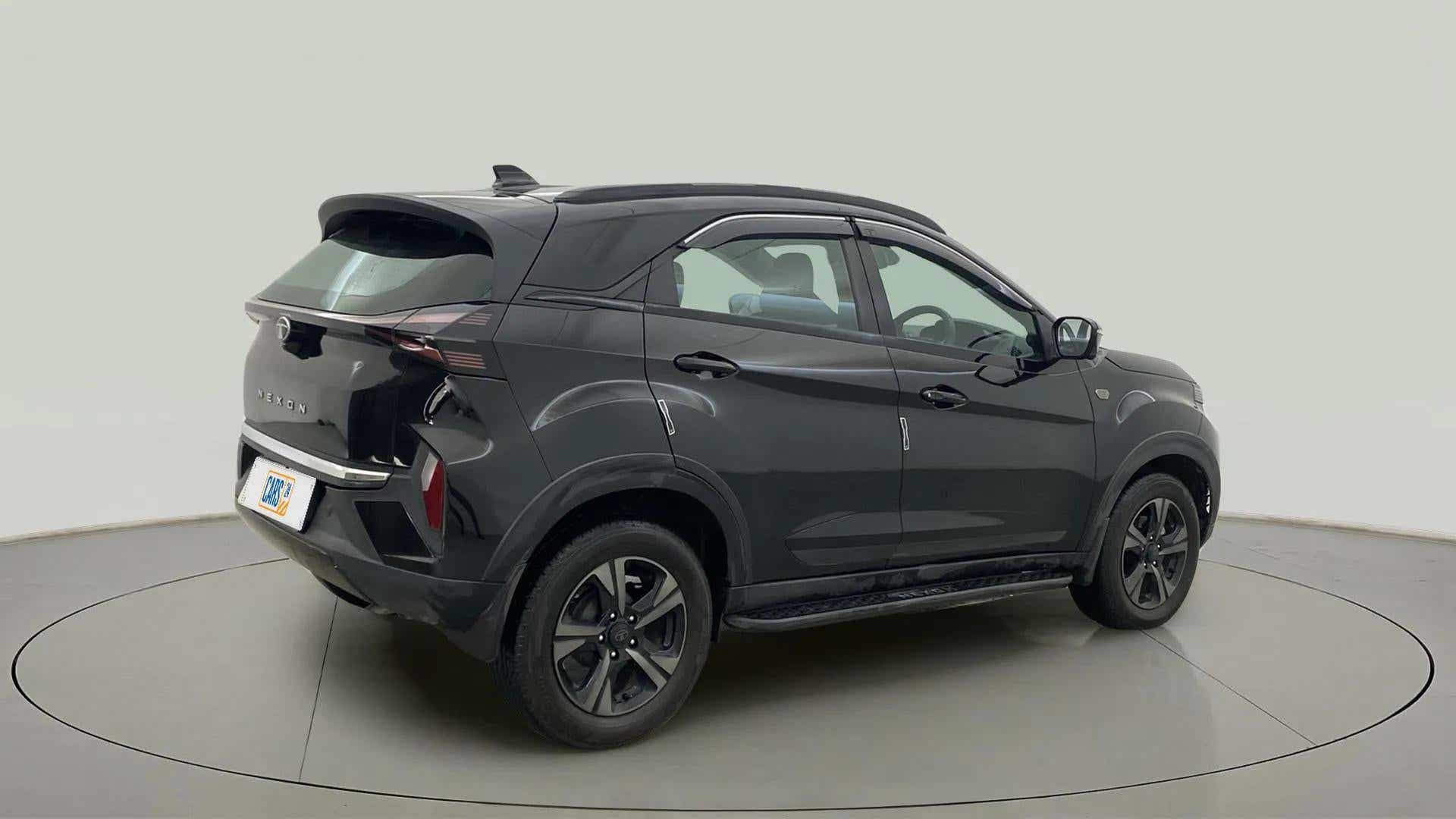 Rear three-quarter view of a Tata Nexon