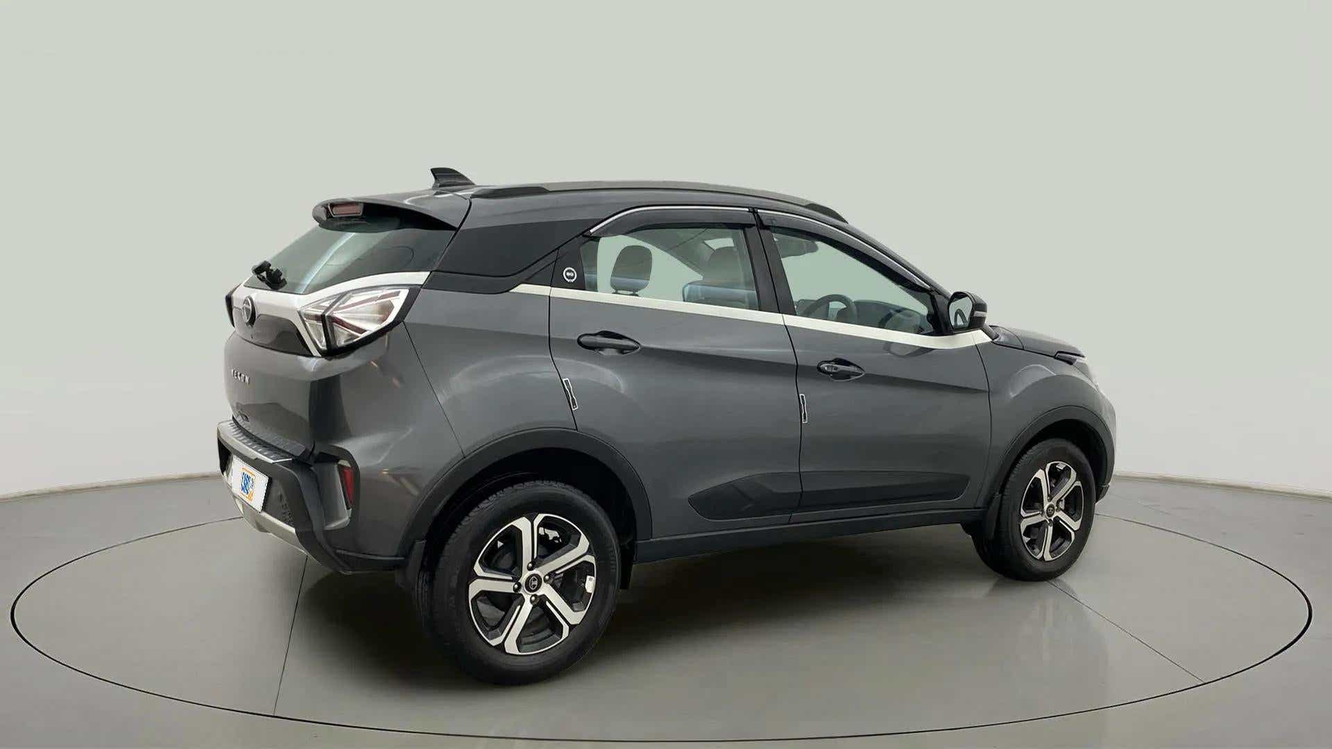 Rear three-quarter view of a Tata Nexon 2017-2023