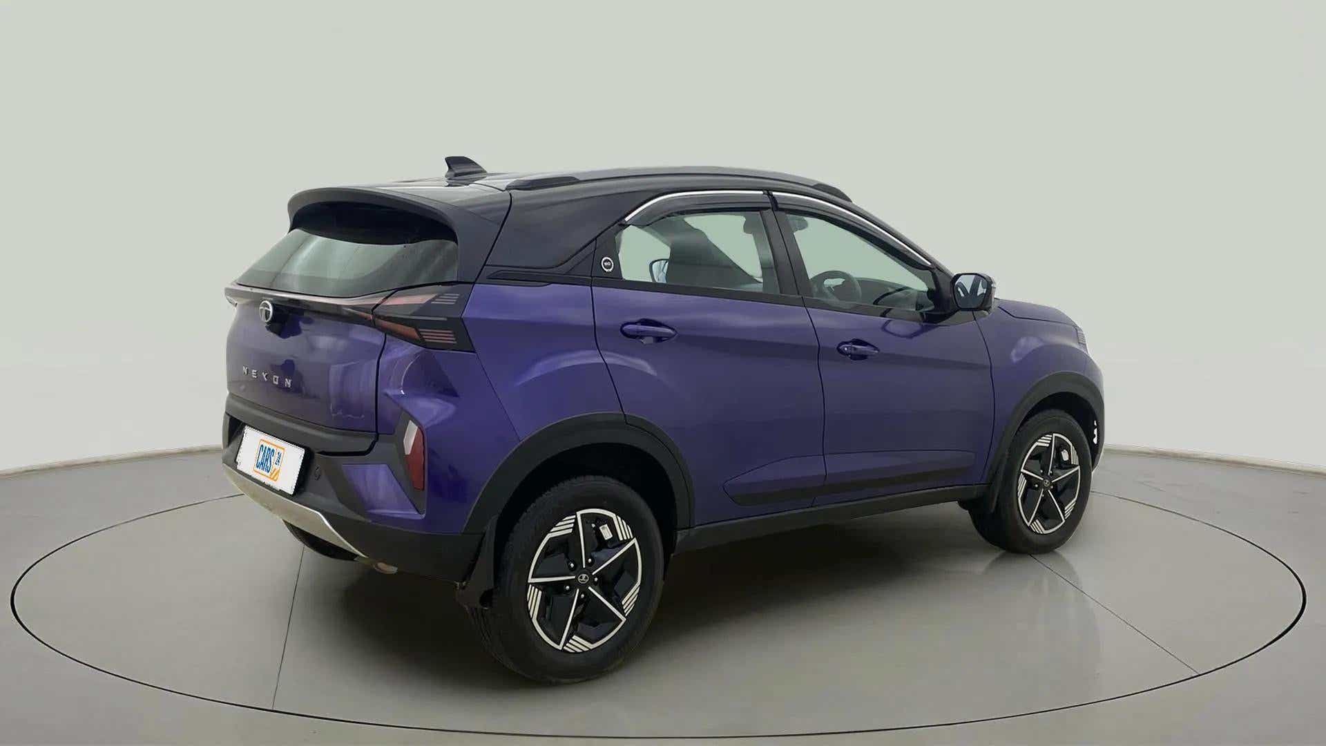 Rear three-quarter view of a Tata Nexon