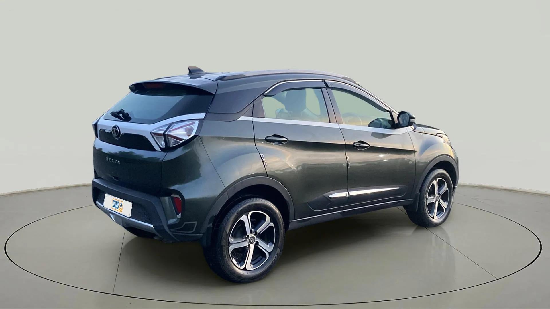 Rear three-quarter view of a Tata Nexon 2017-2023
