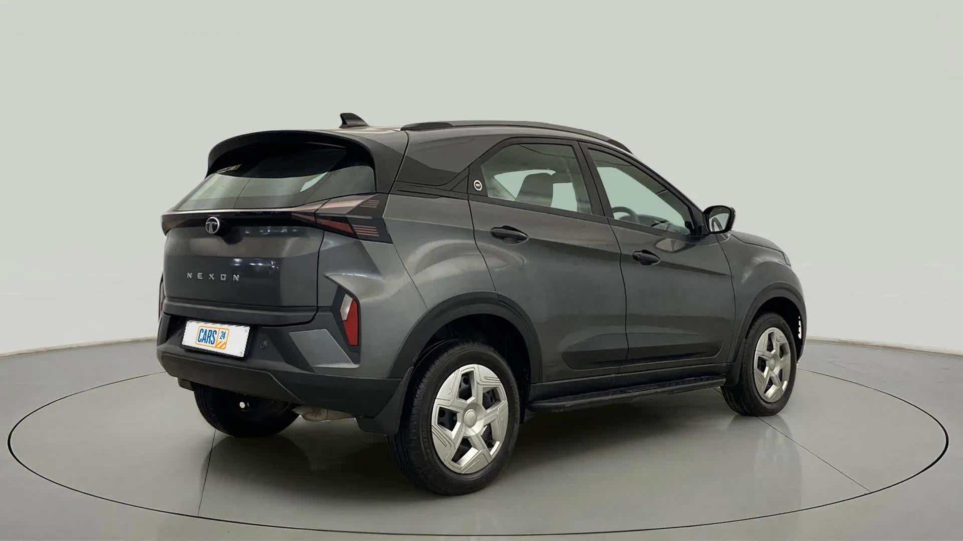 Rear three-quarter view of a Tata Nexon