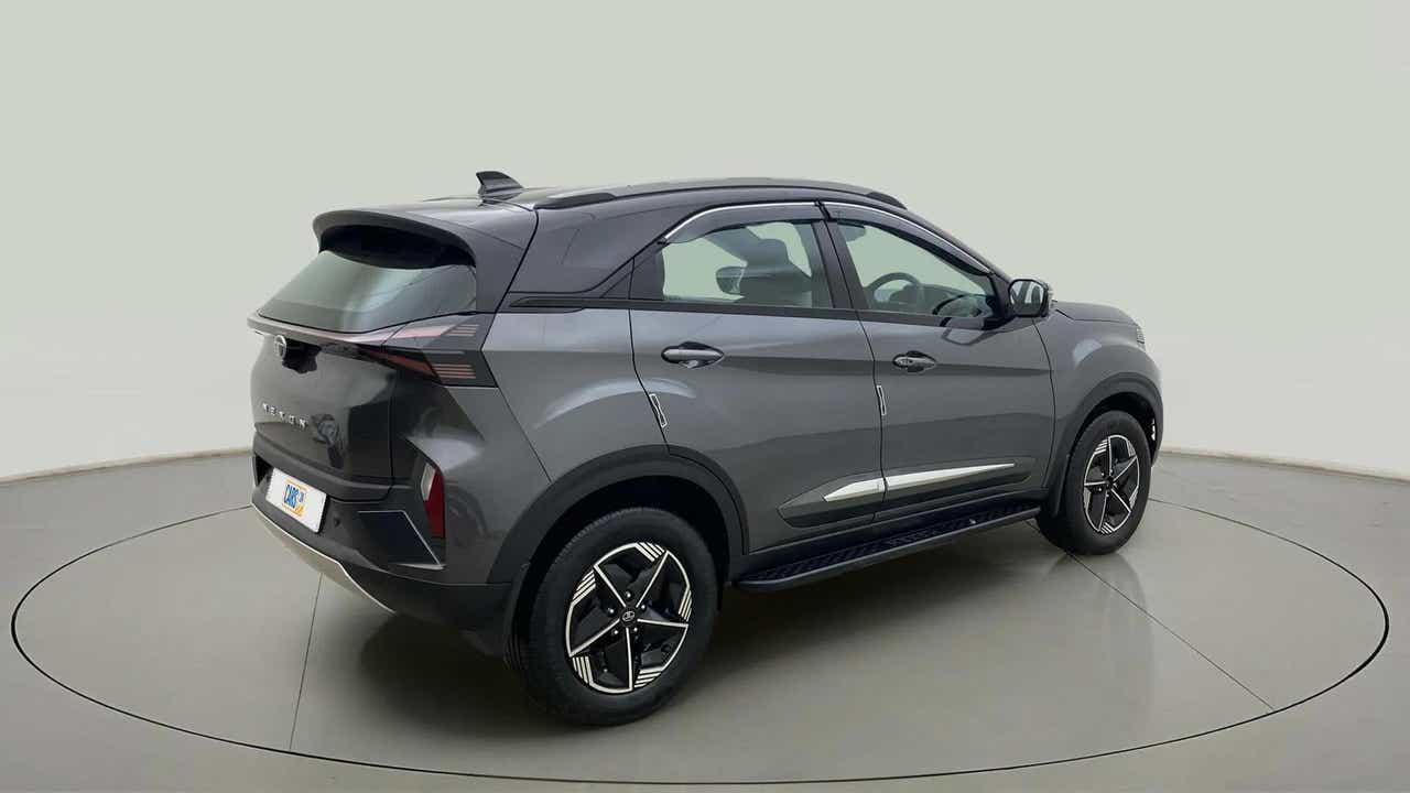Rear three-quarter view of a Tata Nexon