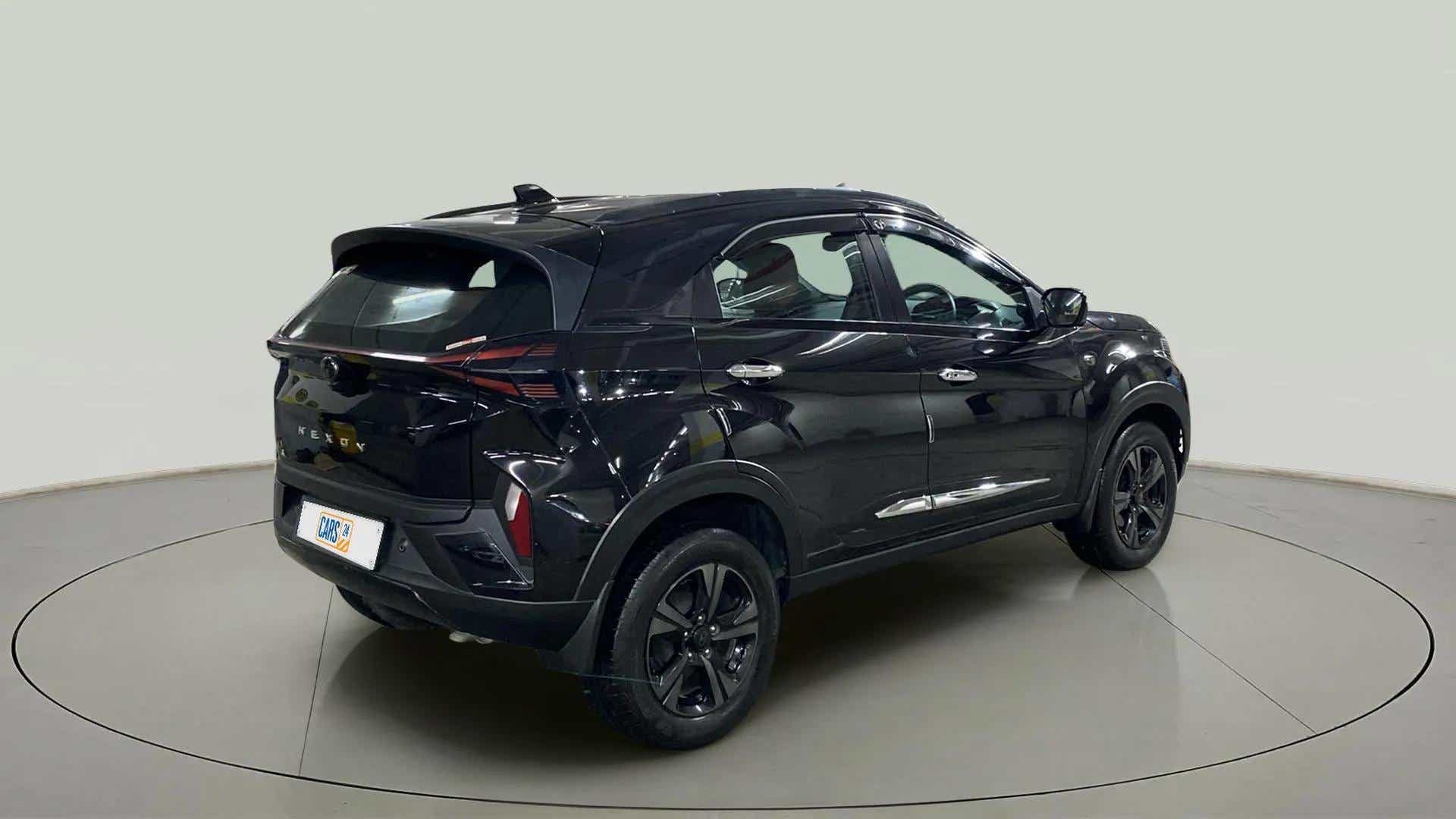 Rear three-quarter view of a Tata Nexon