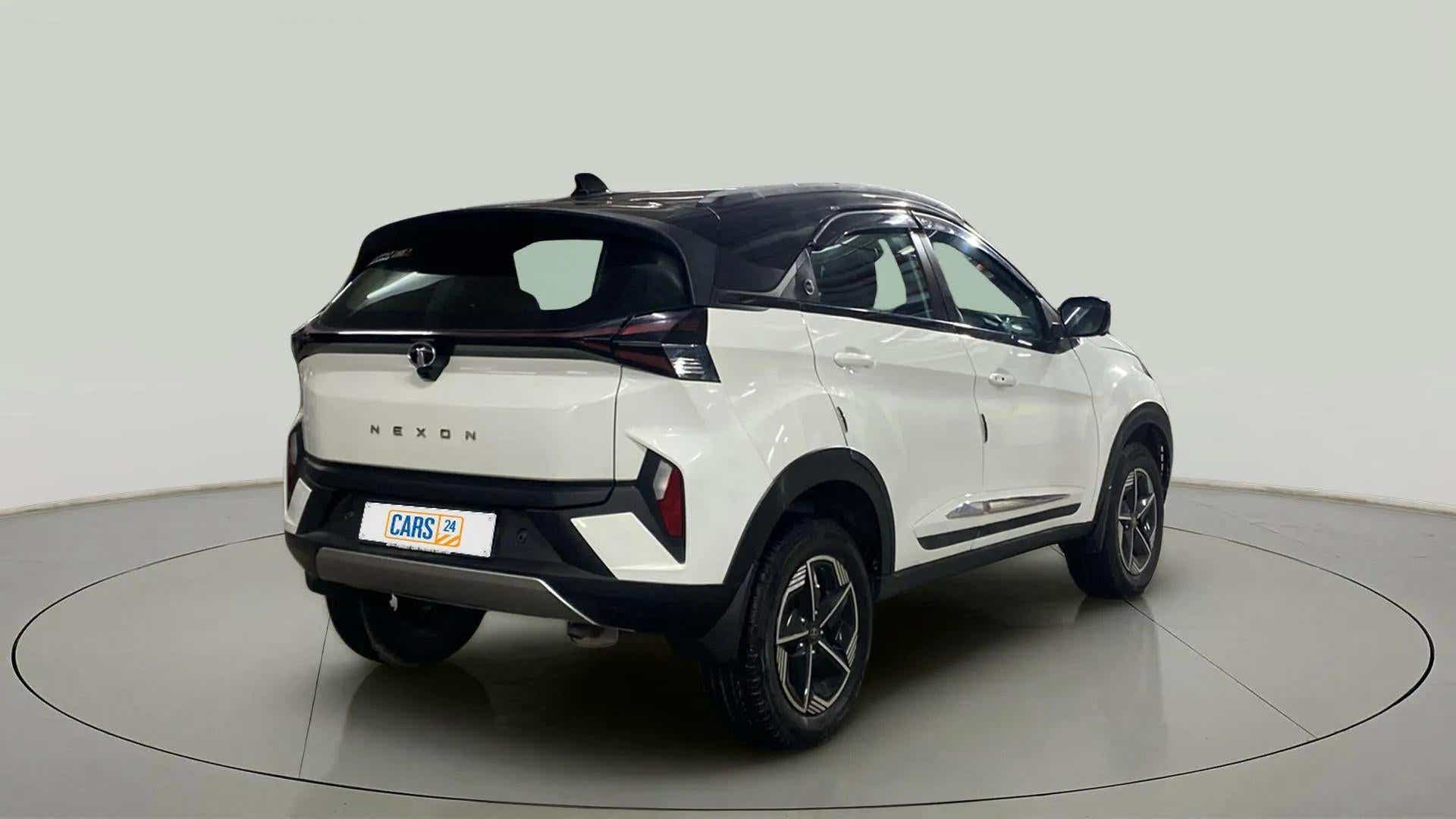 Rear three-quarter of a Tata Nexon 2017-2023