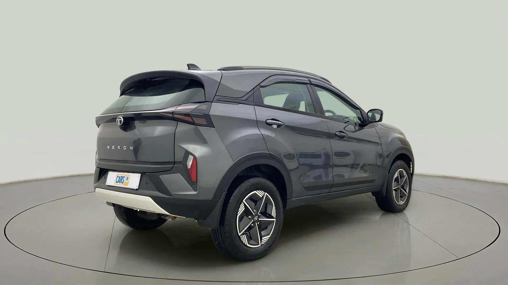 Rear three-quarter view of a Tata Nexon