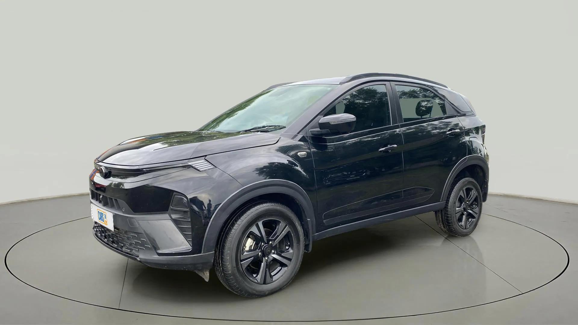 Front three-quarter view of a Tata Nexon