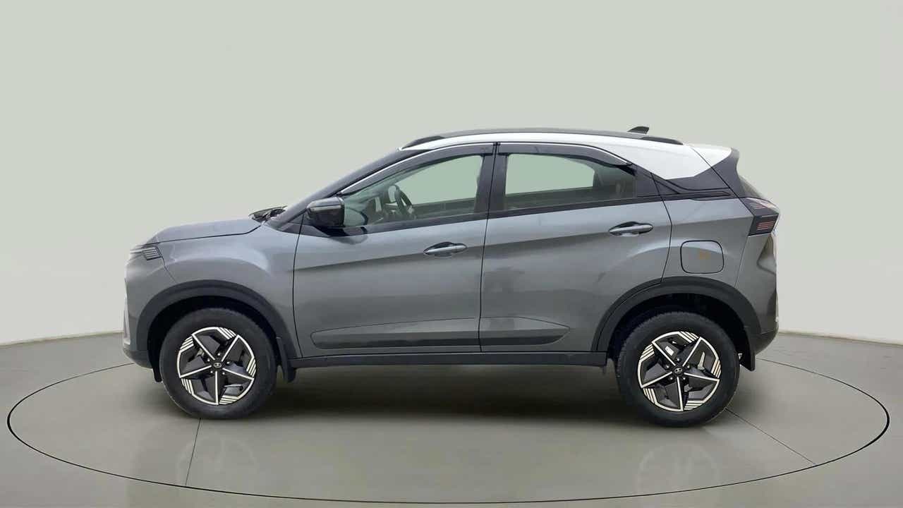 Side view of a pure grey Tata Nexon