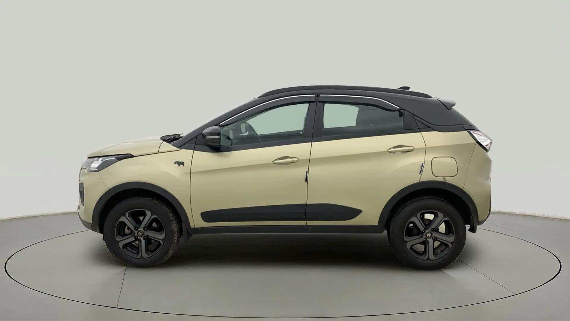 Side view of a Grassland Beige Tata Nexon 2017-2023