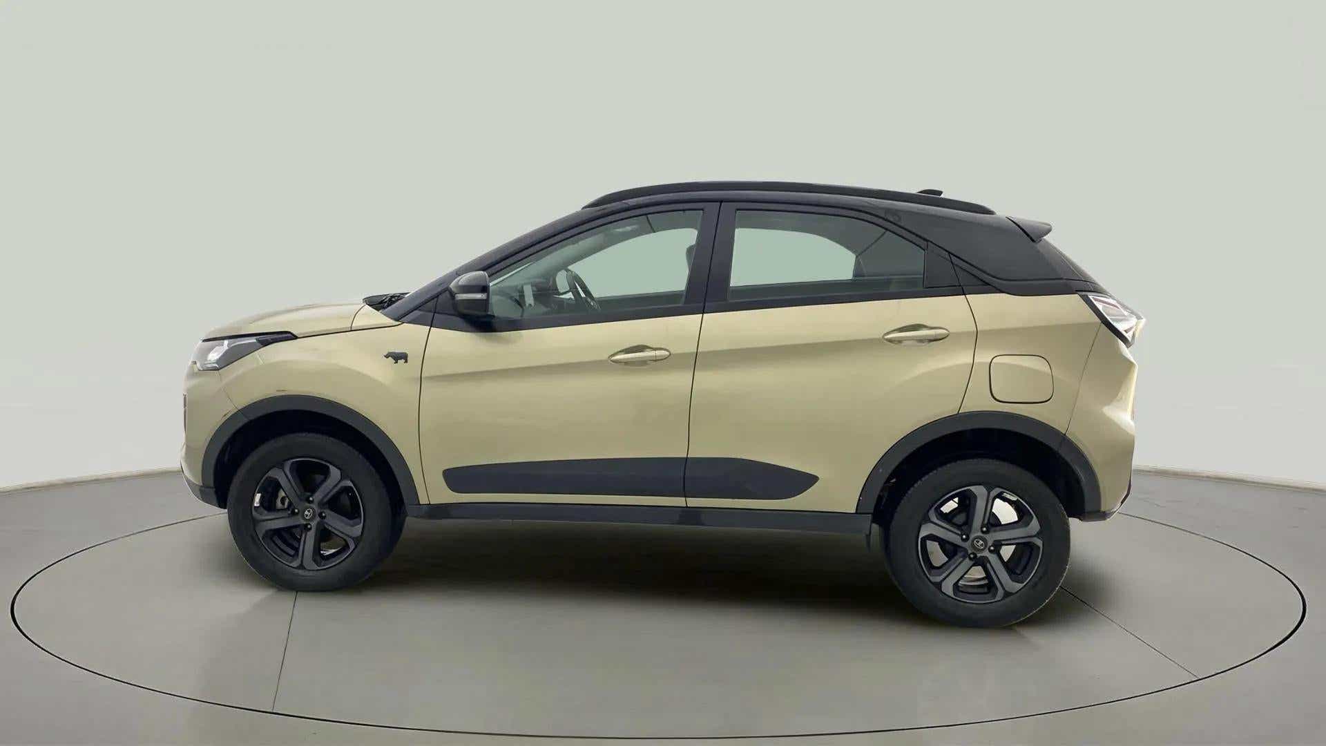 Side view of a Grassland Beige Tata Nexon 2017-2023