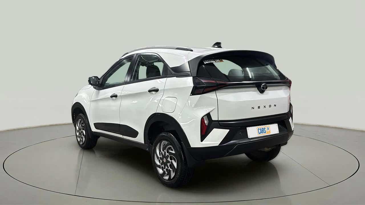 Rear three-quarter of a Tata Nexon