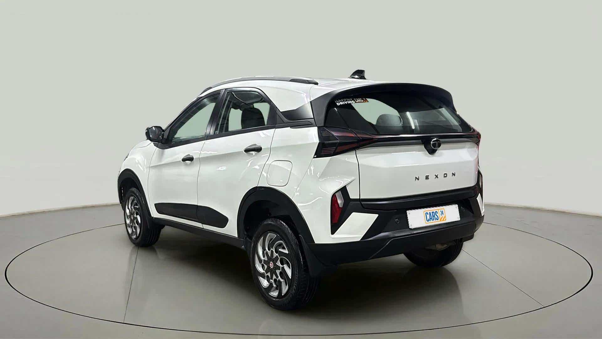 Rear three-quarter of a Tata Nexon