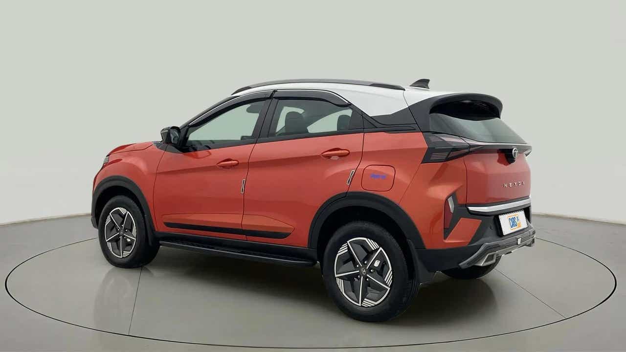 Rear three-quarter view of a Tata Nexon