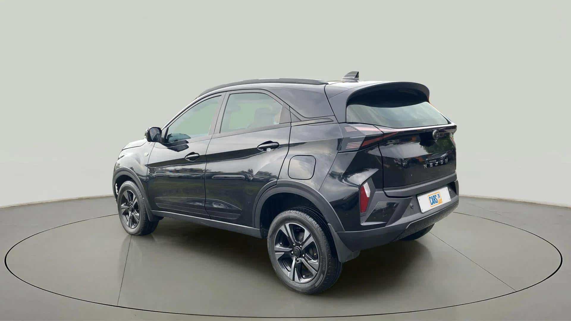 Rear three-quarter view of a Tata Nexon