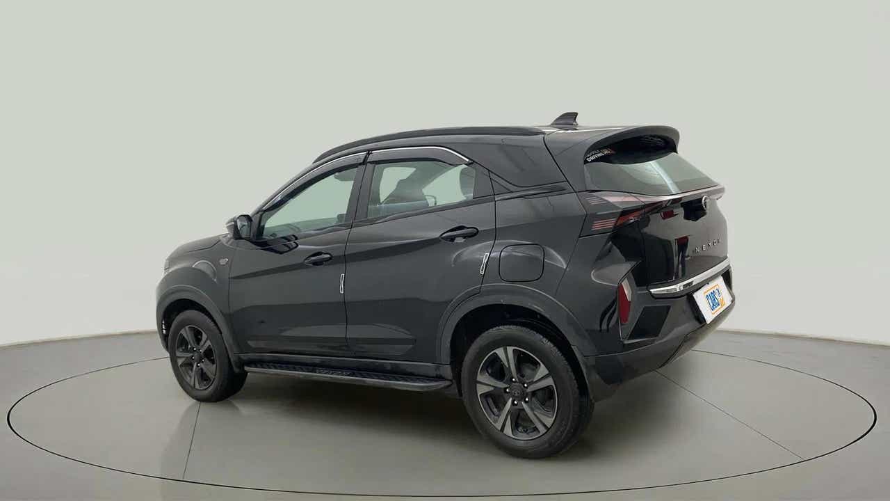 Rear three-quarter view of a Tata Nexon