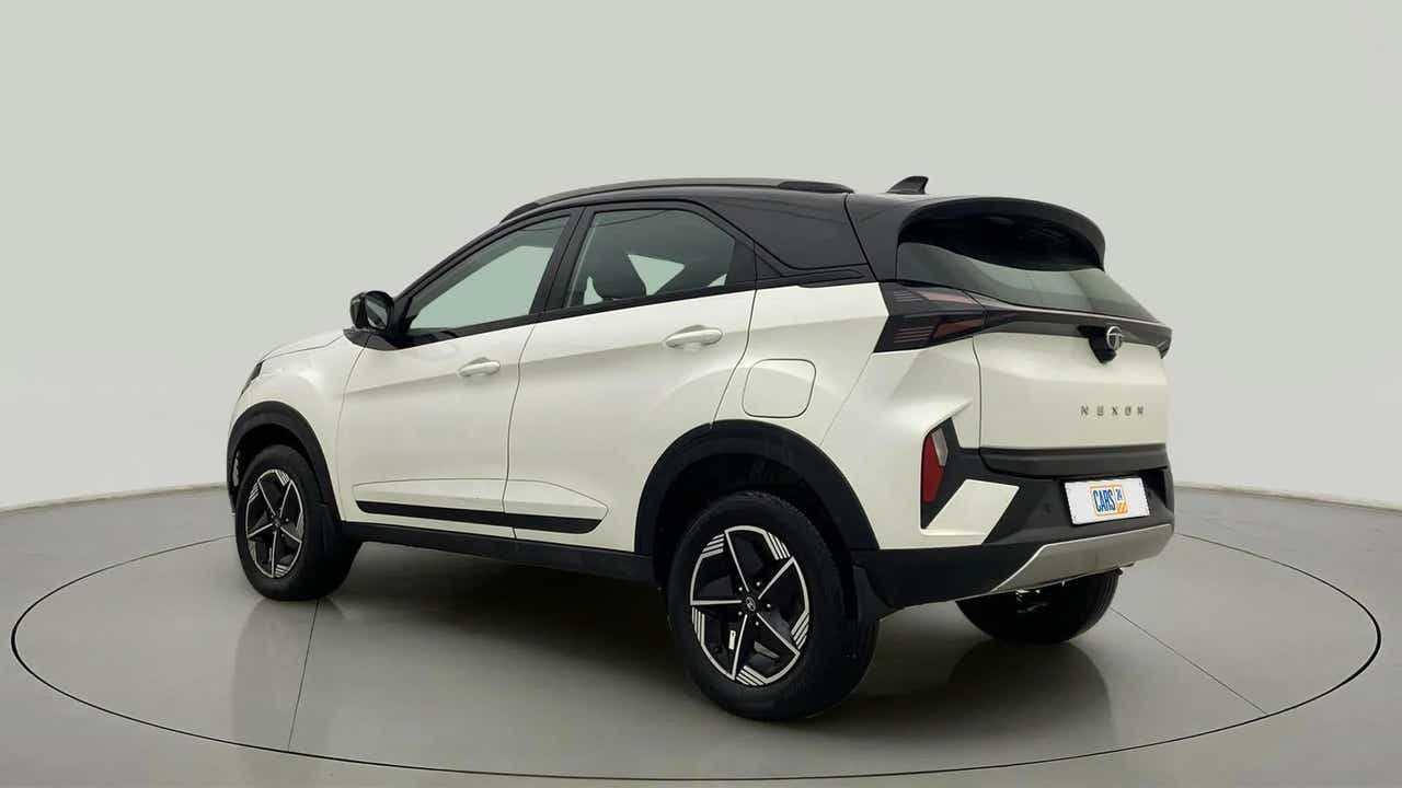 Rear three-quarter view of a Tata Nexon