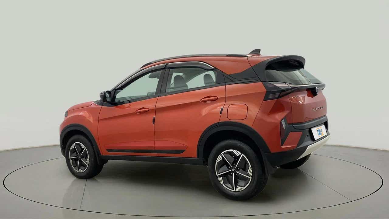 Rear three-quarter view of a Tata Nexon