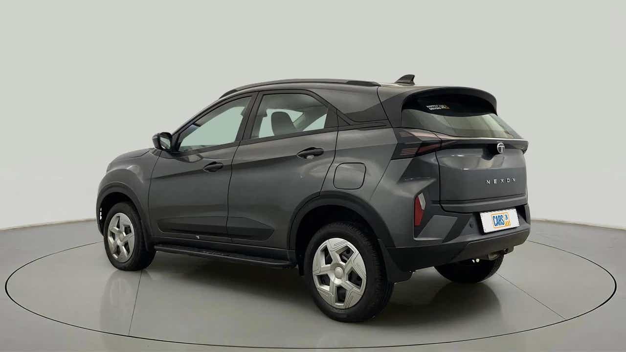 Rear three-quarter of a Tata Nexon