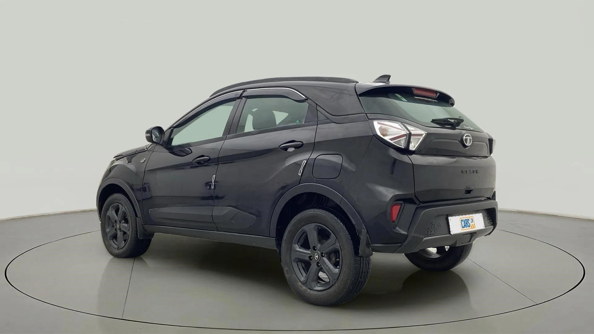 Rear three-quarter of a Tata Nexon 2017-2023