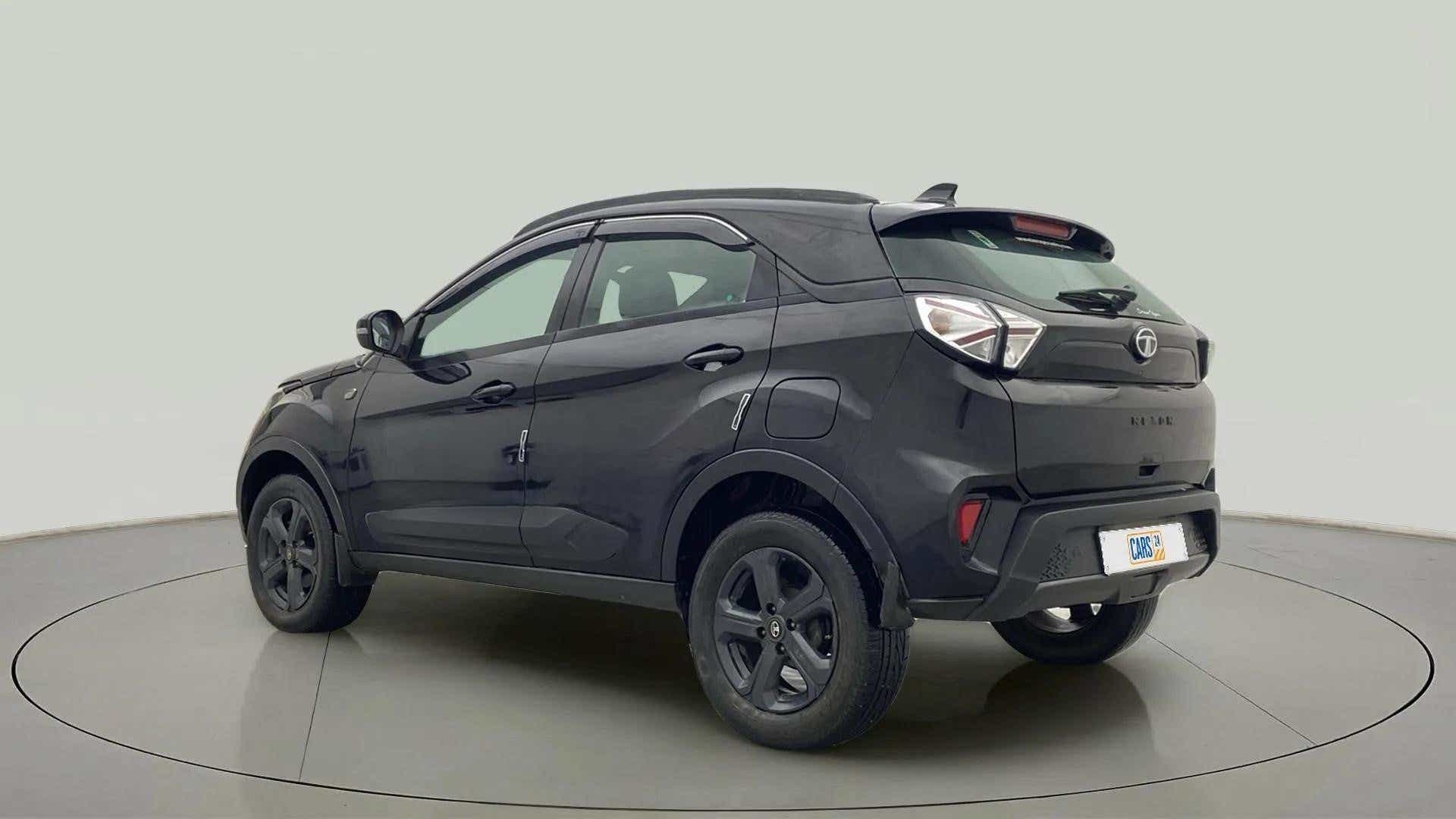 Rear three-quarter of a Tata Nexon 2017-2023