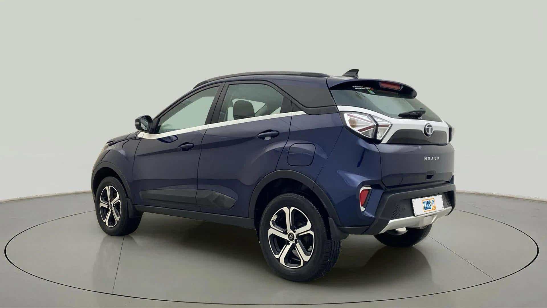Rear three-quarter of a Tata Nexon 2017-2023