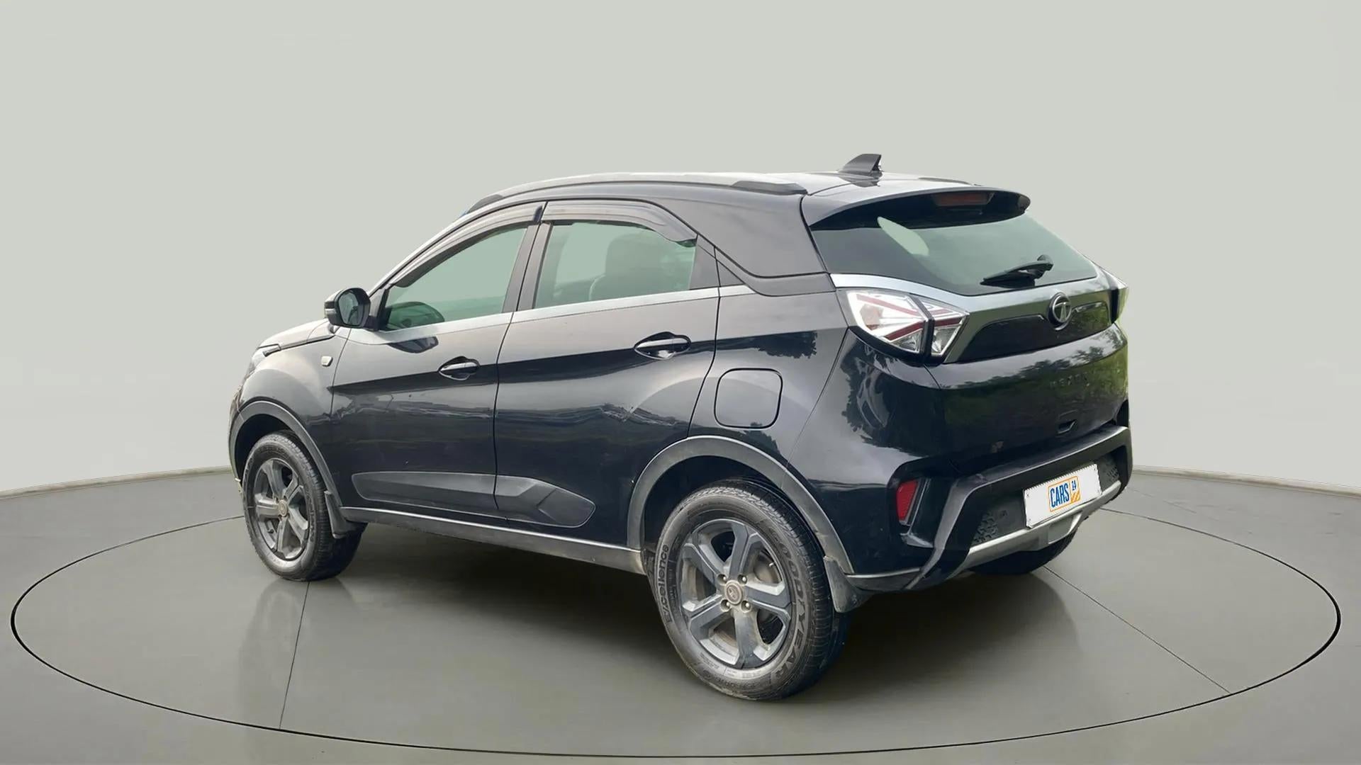 Rear three-quarter of a Tata Nexon 2017-2023