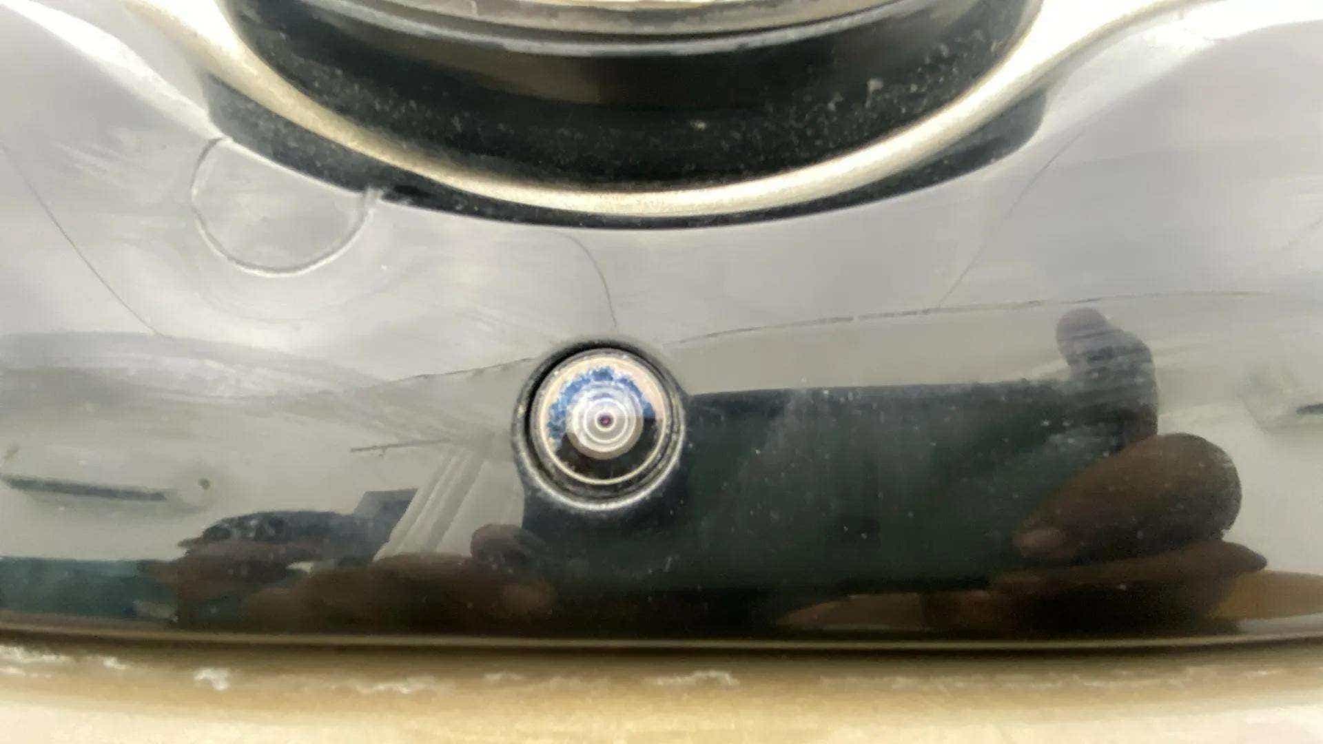 Close-up of the rear camera of a Tata Nexon 2017-2023