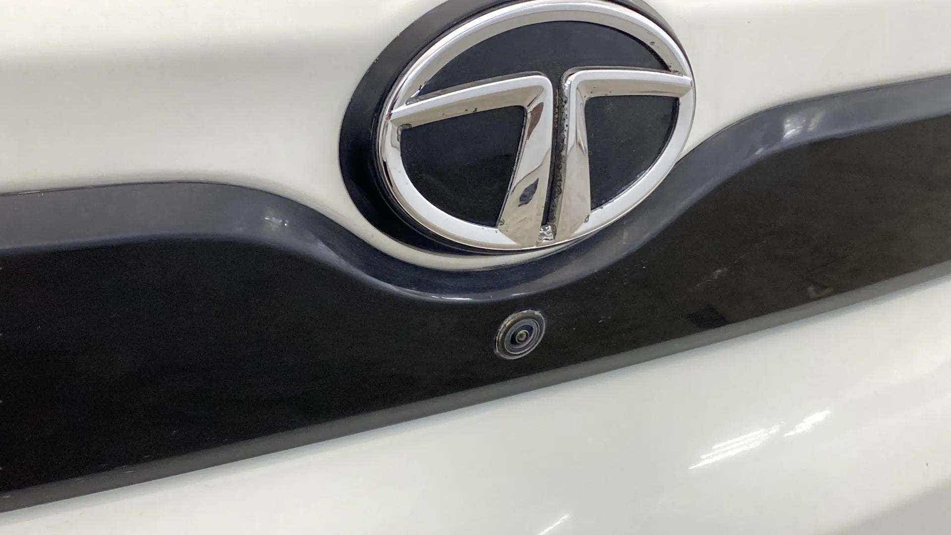 Rear badge close-up of a Tata Nexon 2017-2023