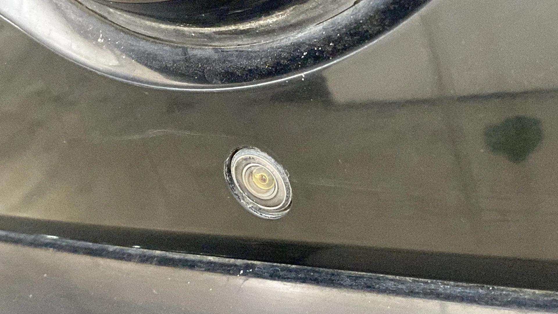 Close-up of a rear parking camera of a Tata Nexon 2017-2023