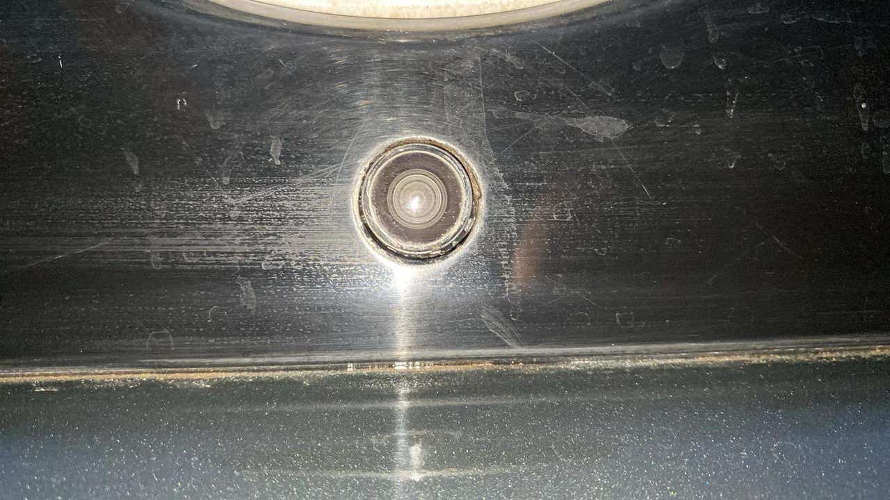 Close-up of a rear camera of a Tata Nexon 2017-2023