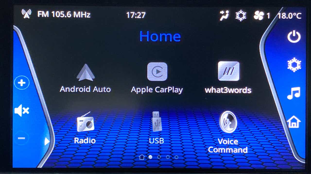 Infotainment system home screen of a Tata Nexon 2017-2023