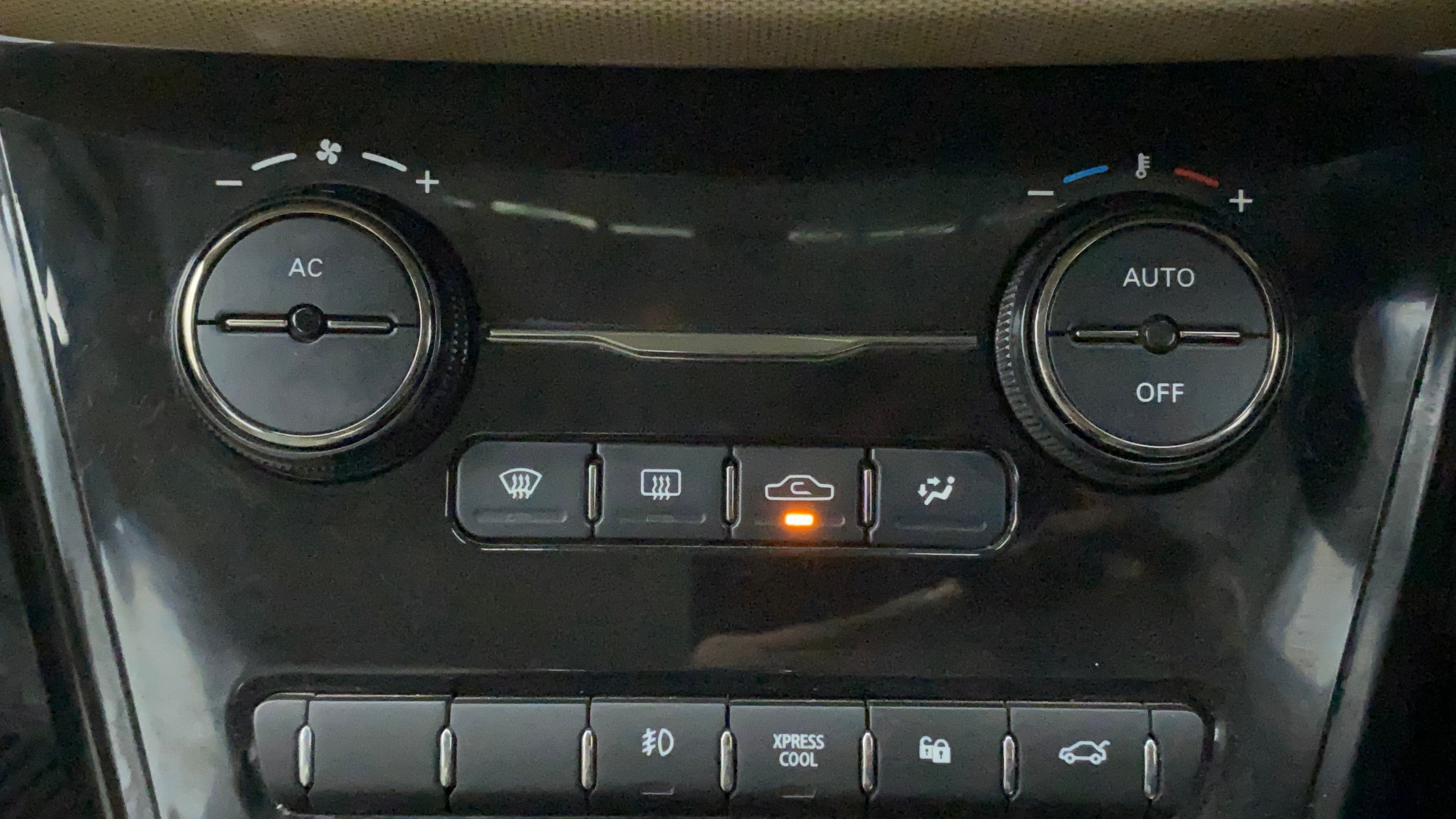 Car climate control panel of a Tata Nexon 2017-2023