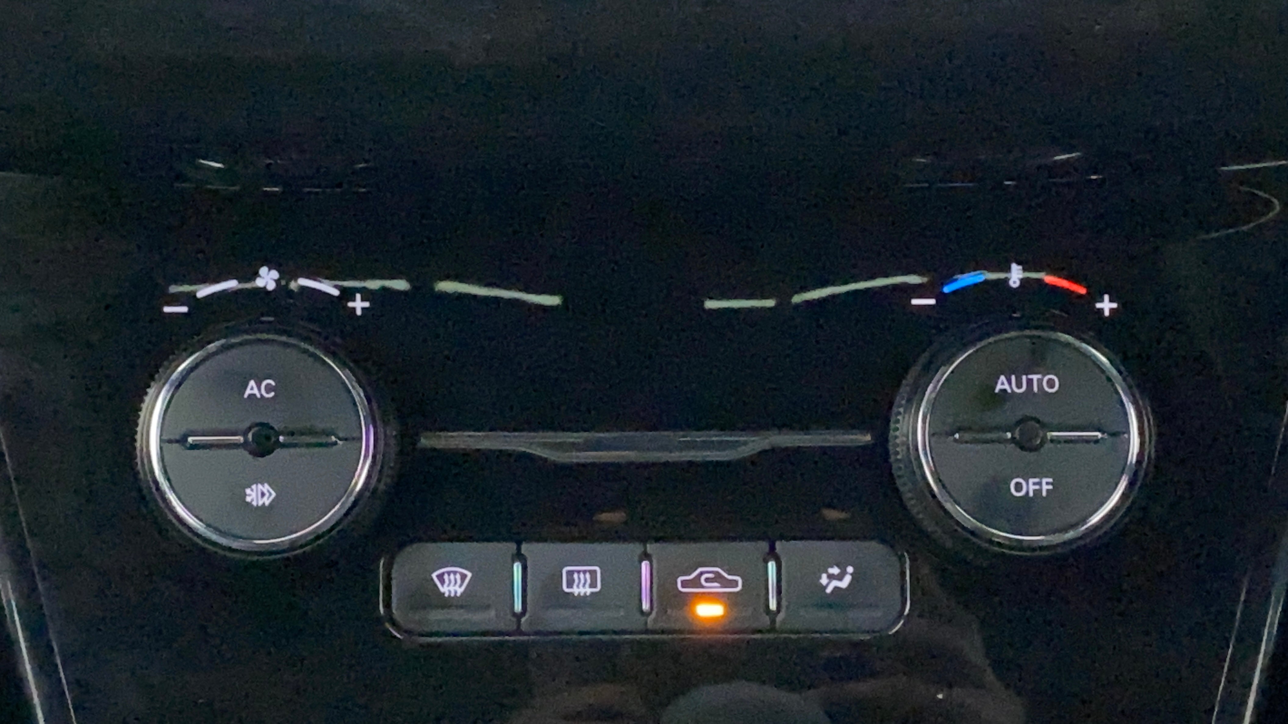 Climate control panel of a Tata Nexon 2017-2023