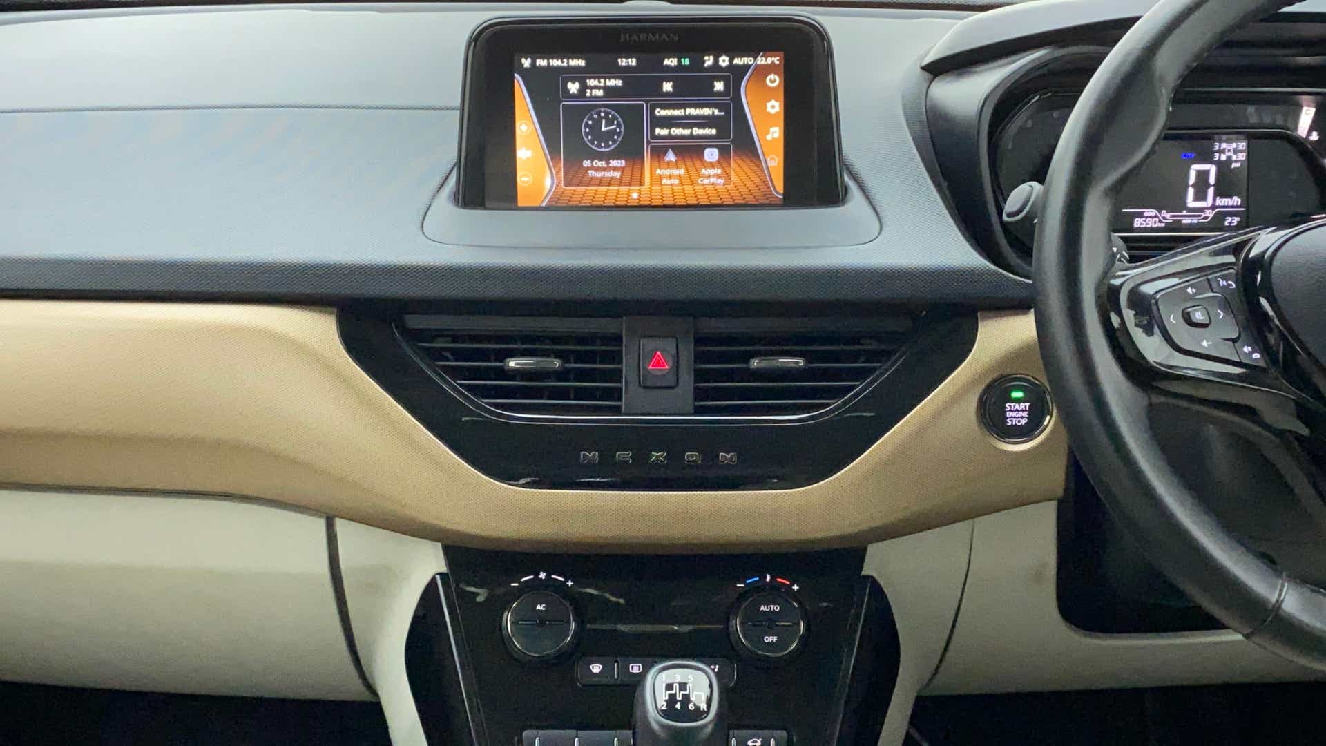 Dashboard view of a Tata Nexon 2017-2023