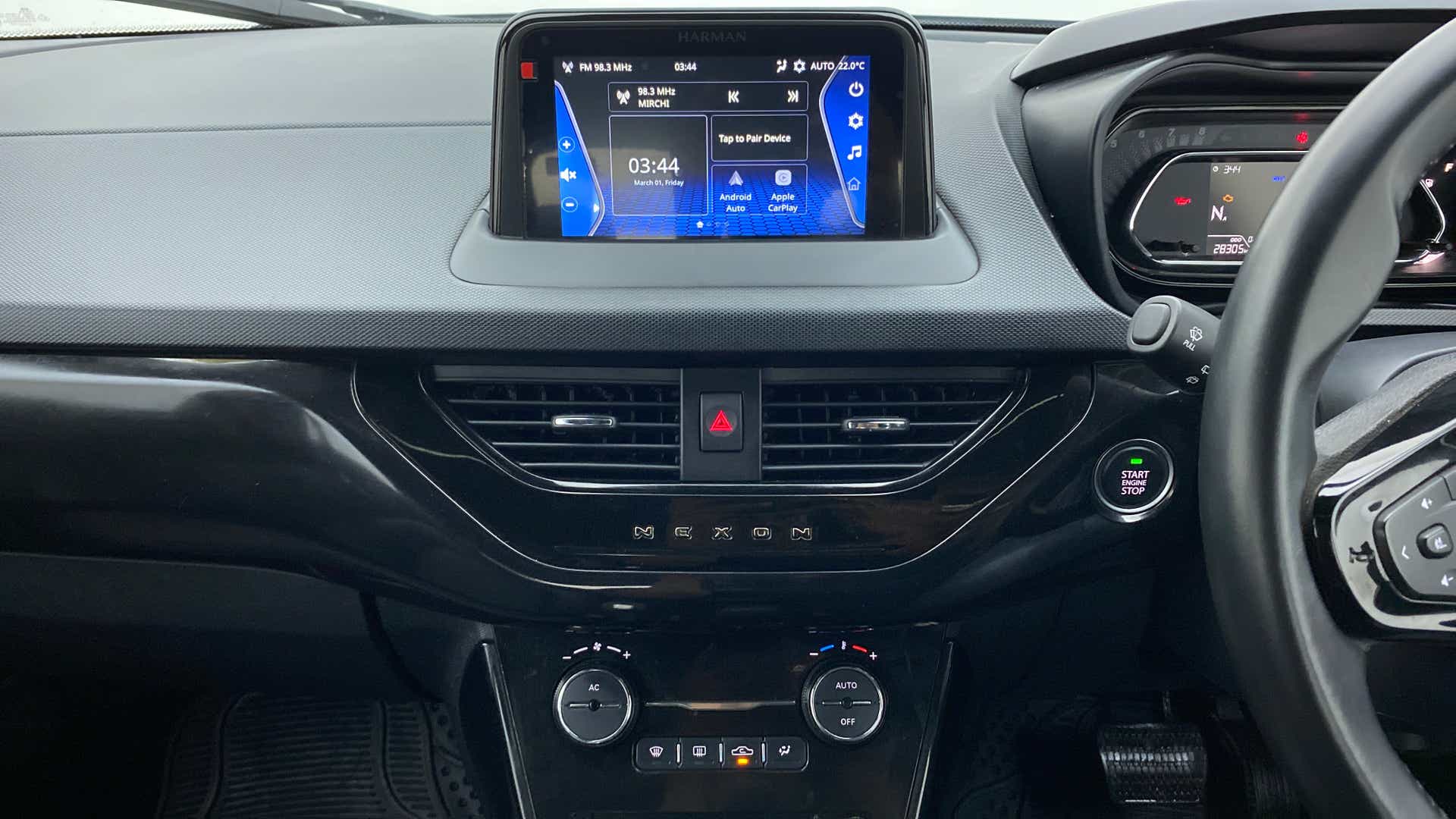 Dashboard and infotainment display of a Tata Nexon 2017-2023