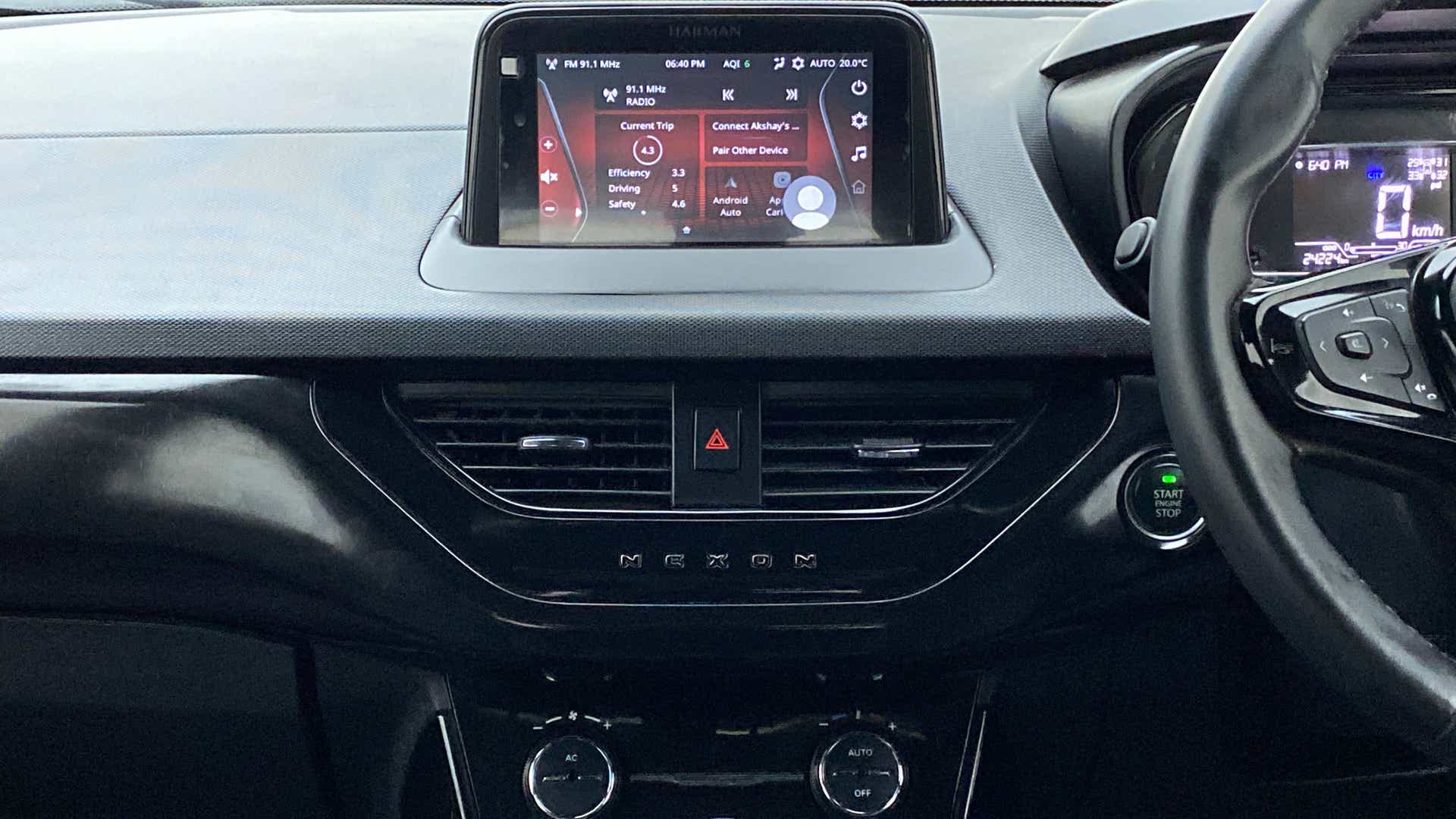 Dashboard and infotainment system of a Tata Nexon 2017-2023