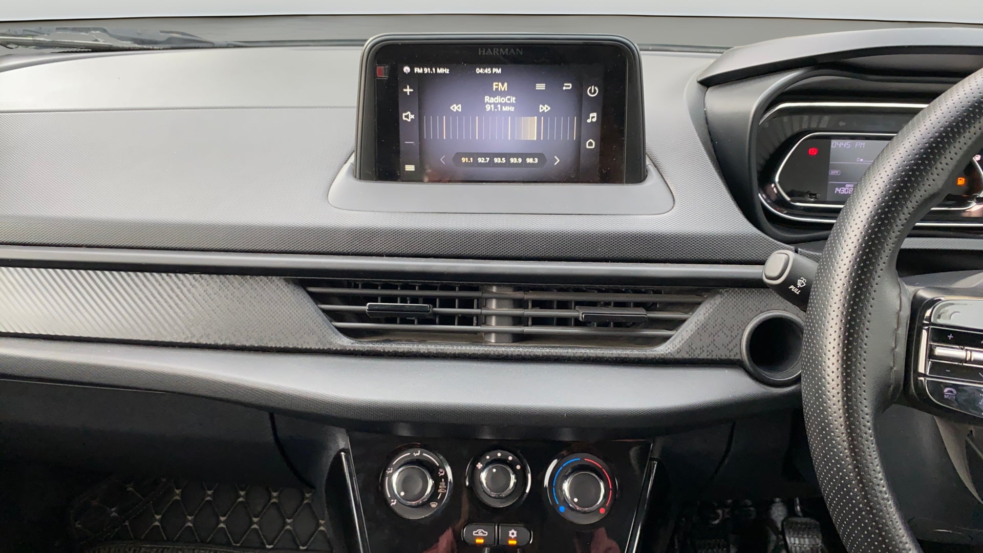 Dashboard and infotainment system of a Tata Nexon
