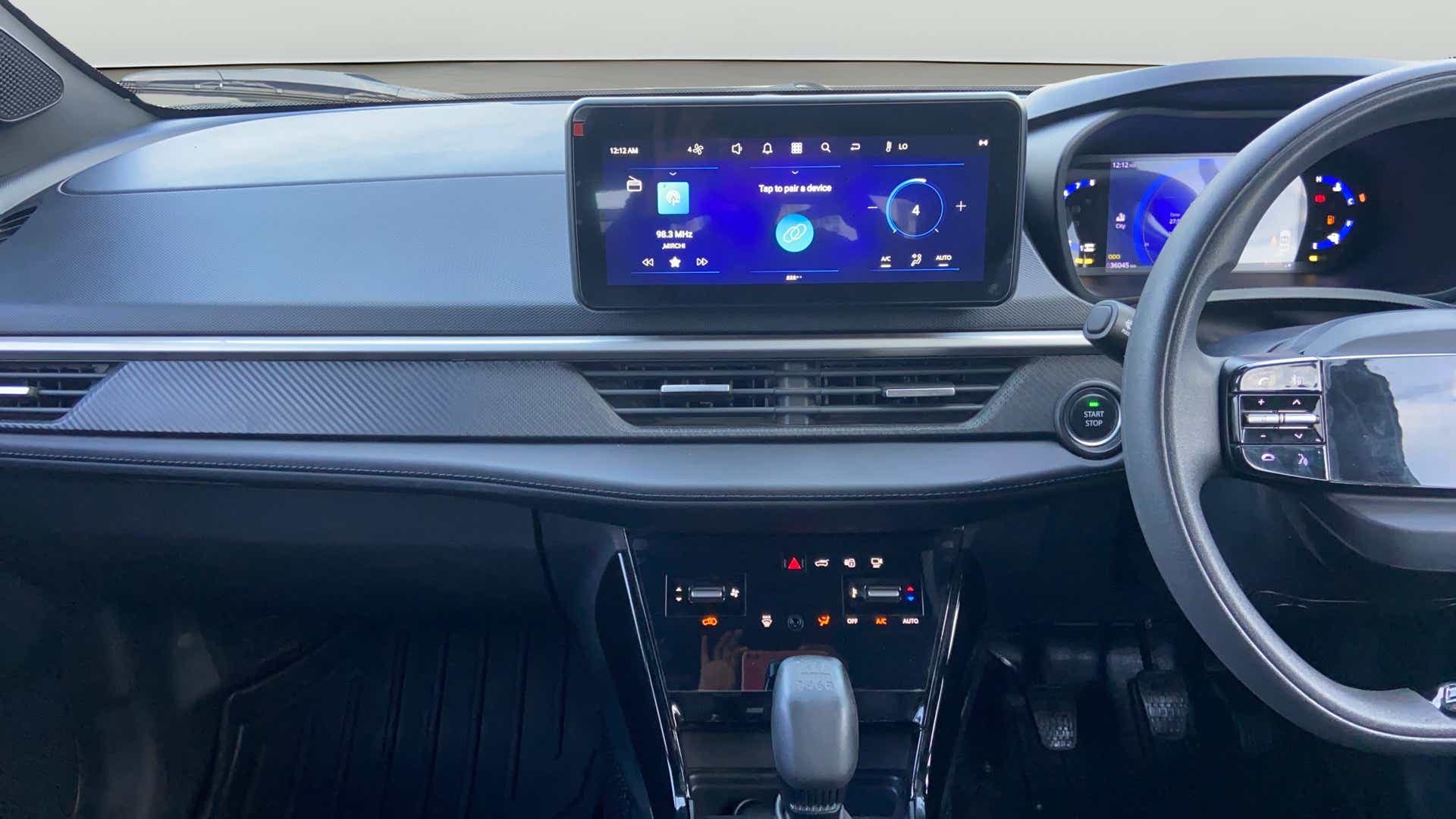 Dashboard and infotainment system of a Tata Nexon