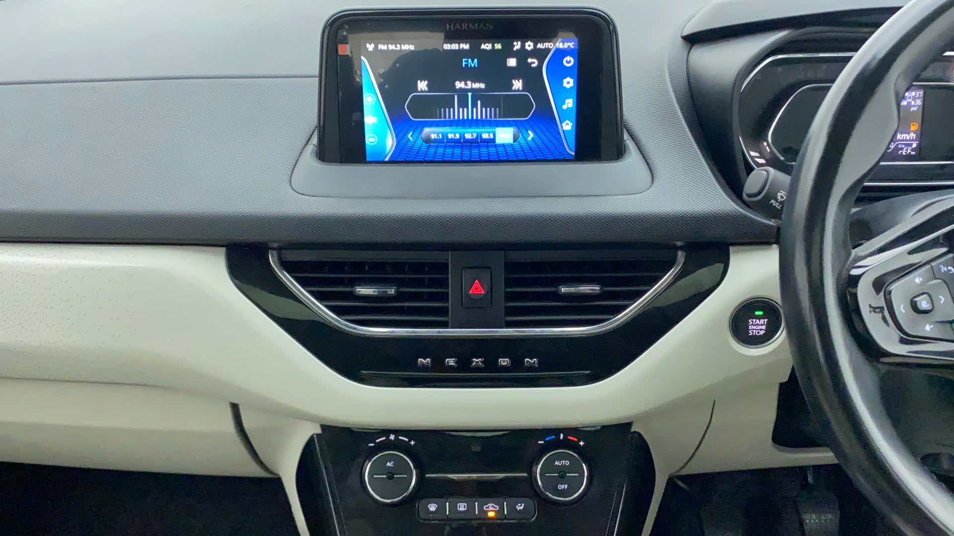 Dashboard and infotainment system of a Tata Nexon 2017-2023