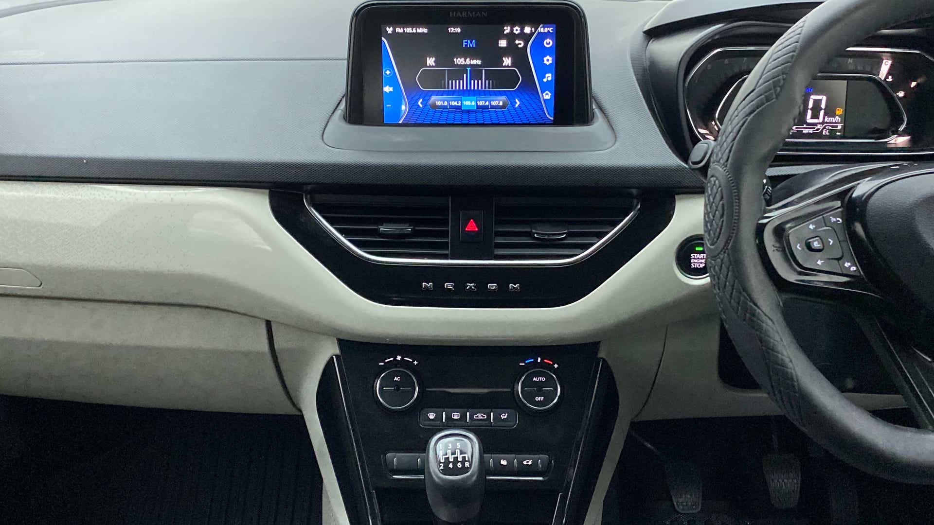 Dashboard and center console of a Tata Nexon 2017-2023