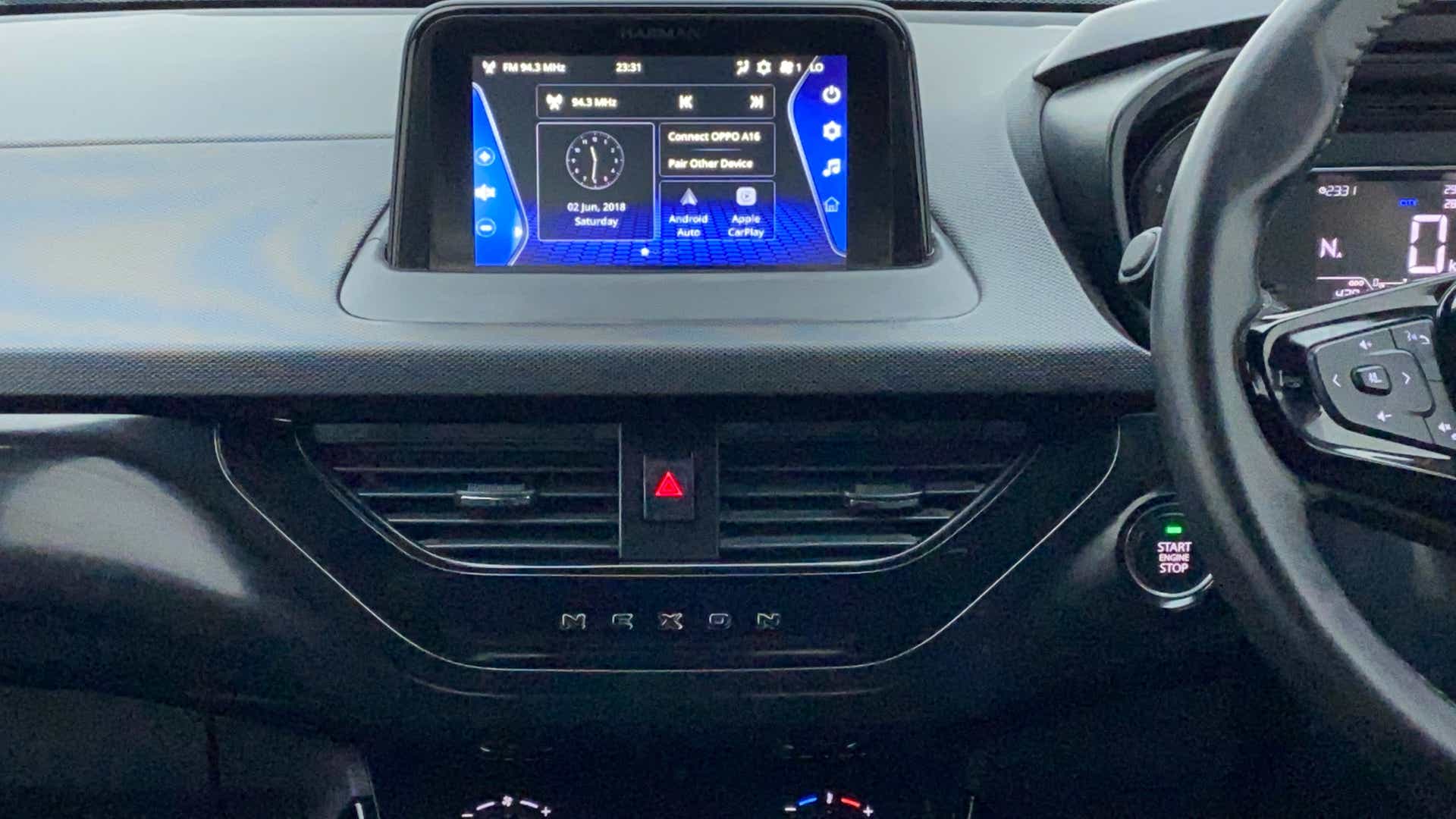 Dashboard and infotainment display of a Tata Nexon 2017-2023