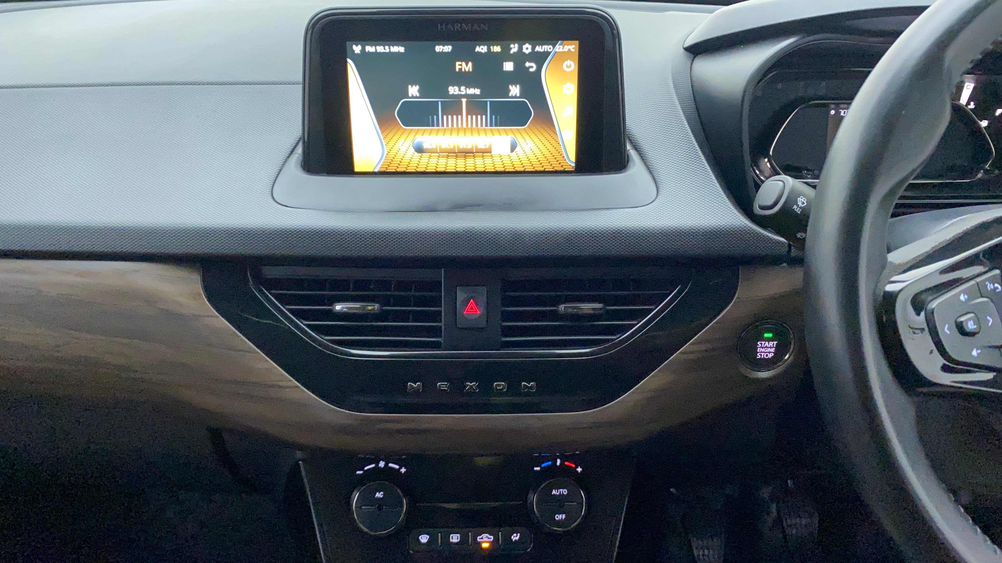 Dashboard and infotainment system of a Tata Nexon 2017-2023