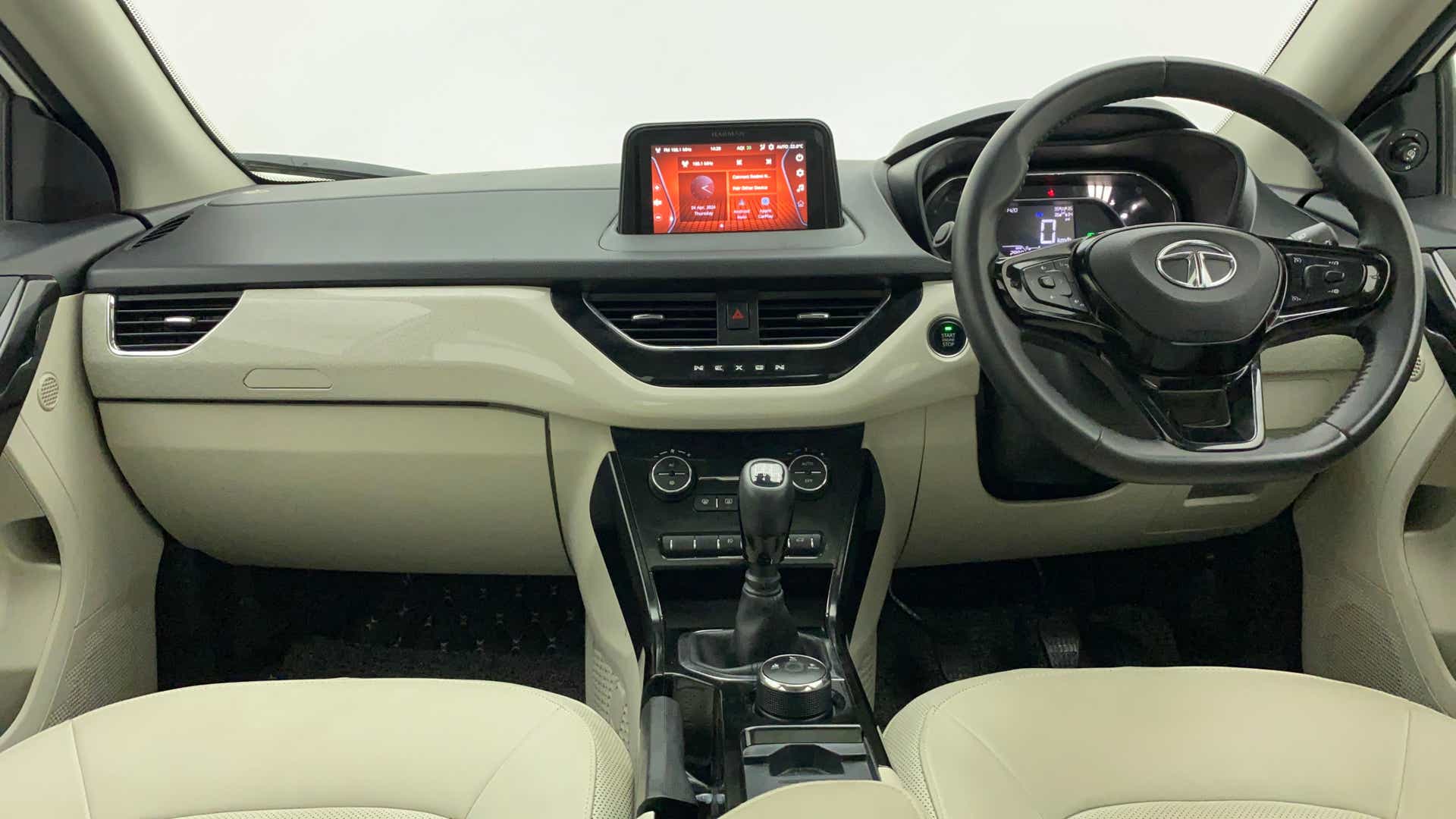 Dashboard and steering view of a Tata Nexon 2017-2023
