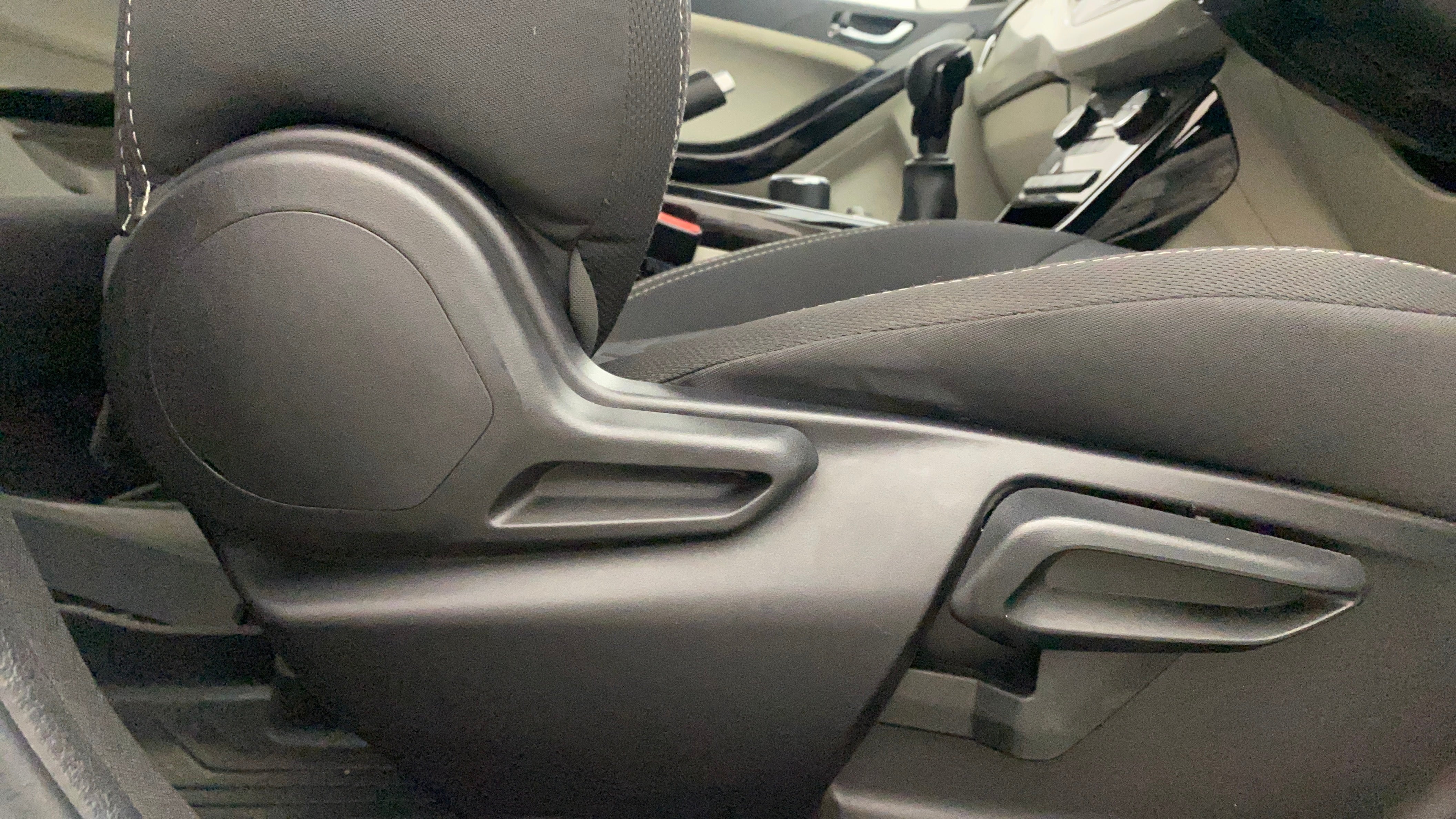 Front seat adjustment controls of a Tata Nexon 2017-2023