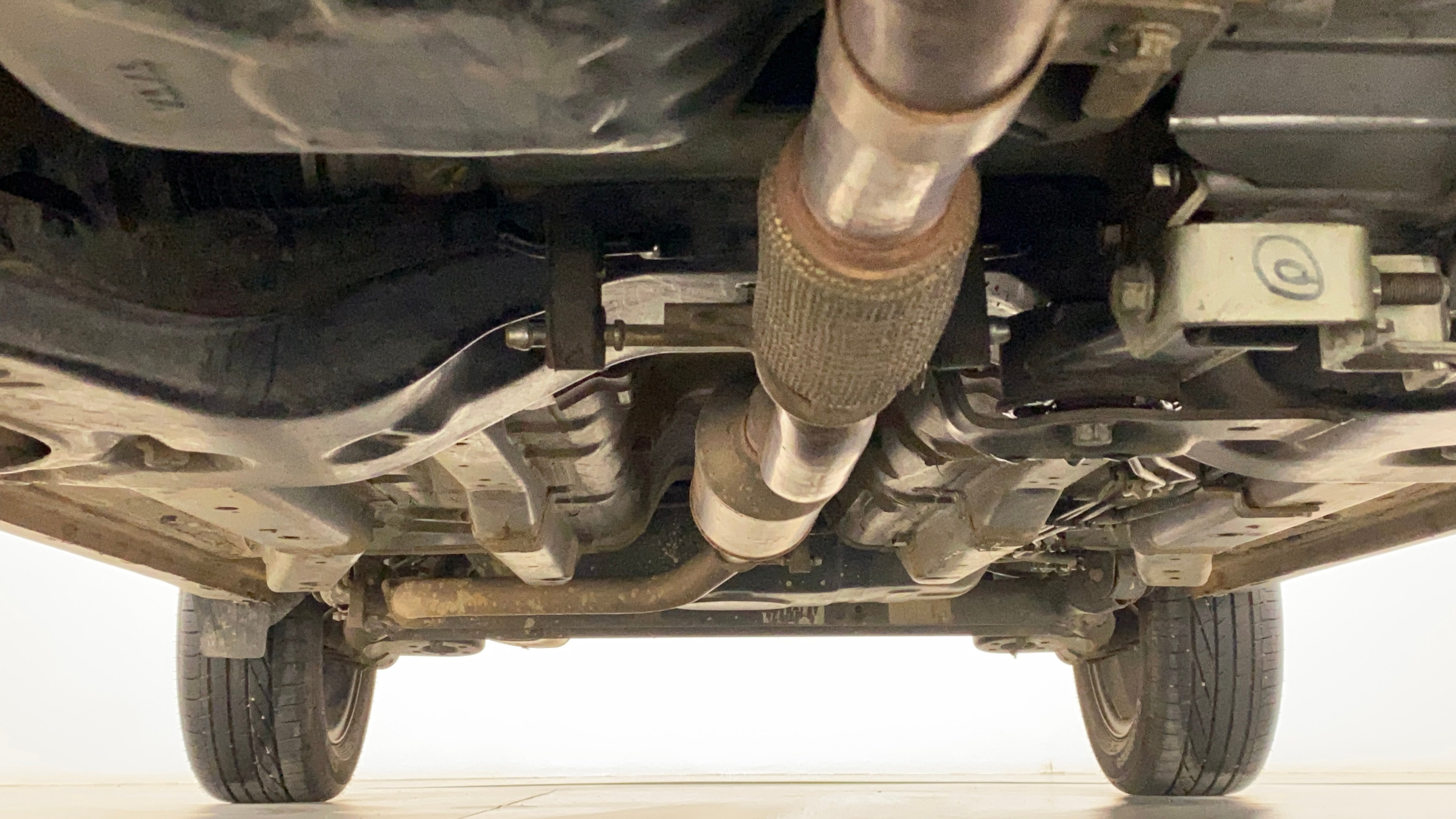Undercarriage view of a Tata Nexon 2017-2023
