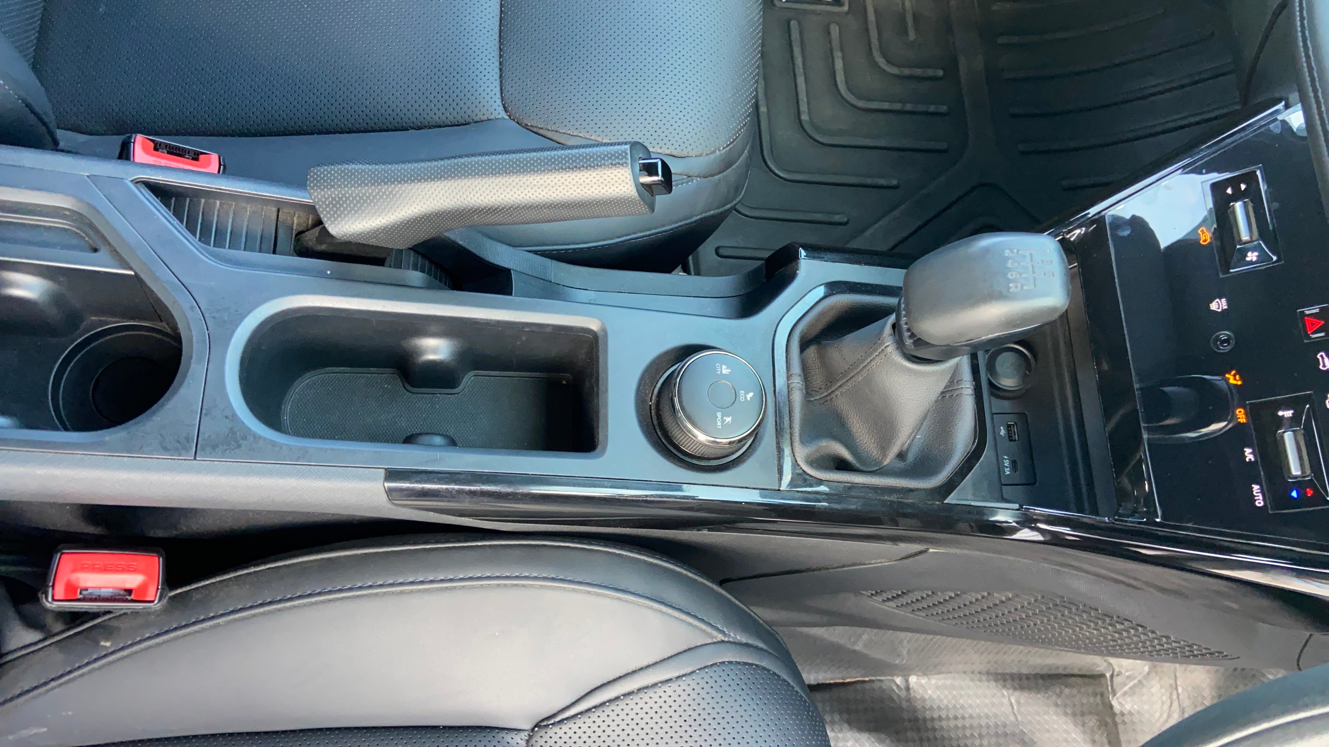 Center console and gear lever of a Tata Nexon