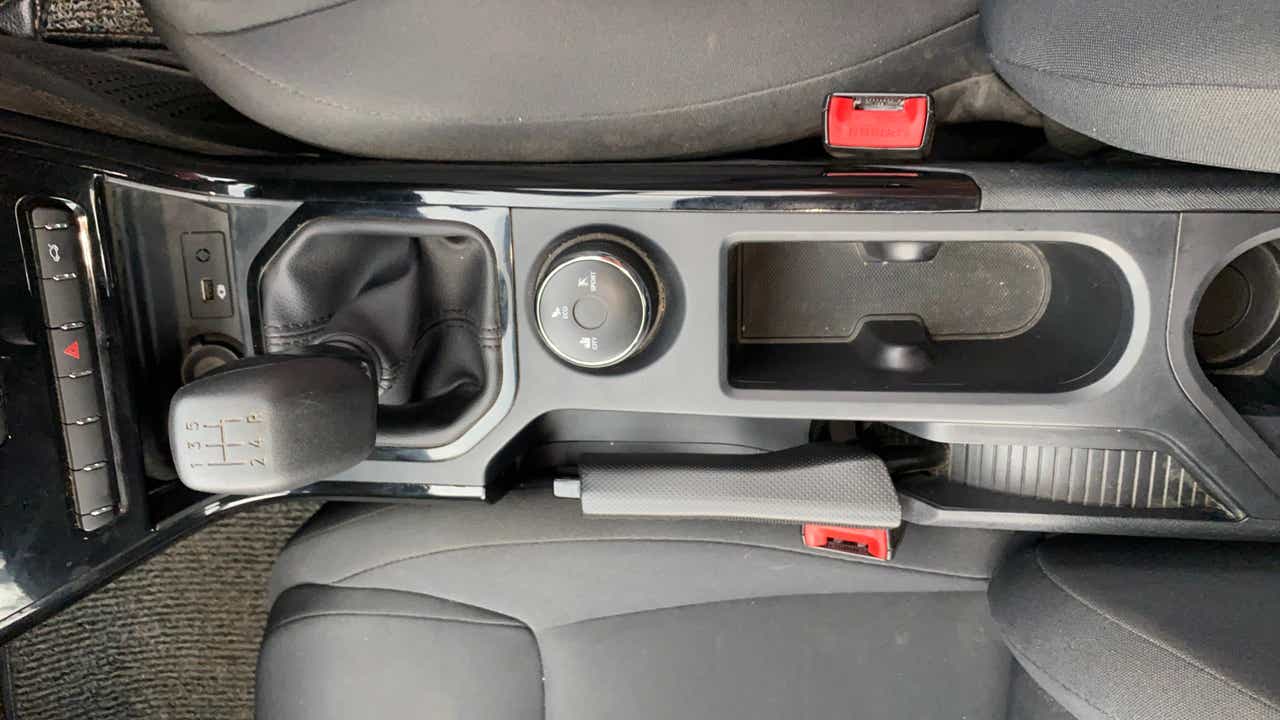 Center console and gear shifter of a Tata Nexon