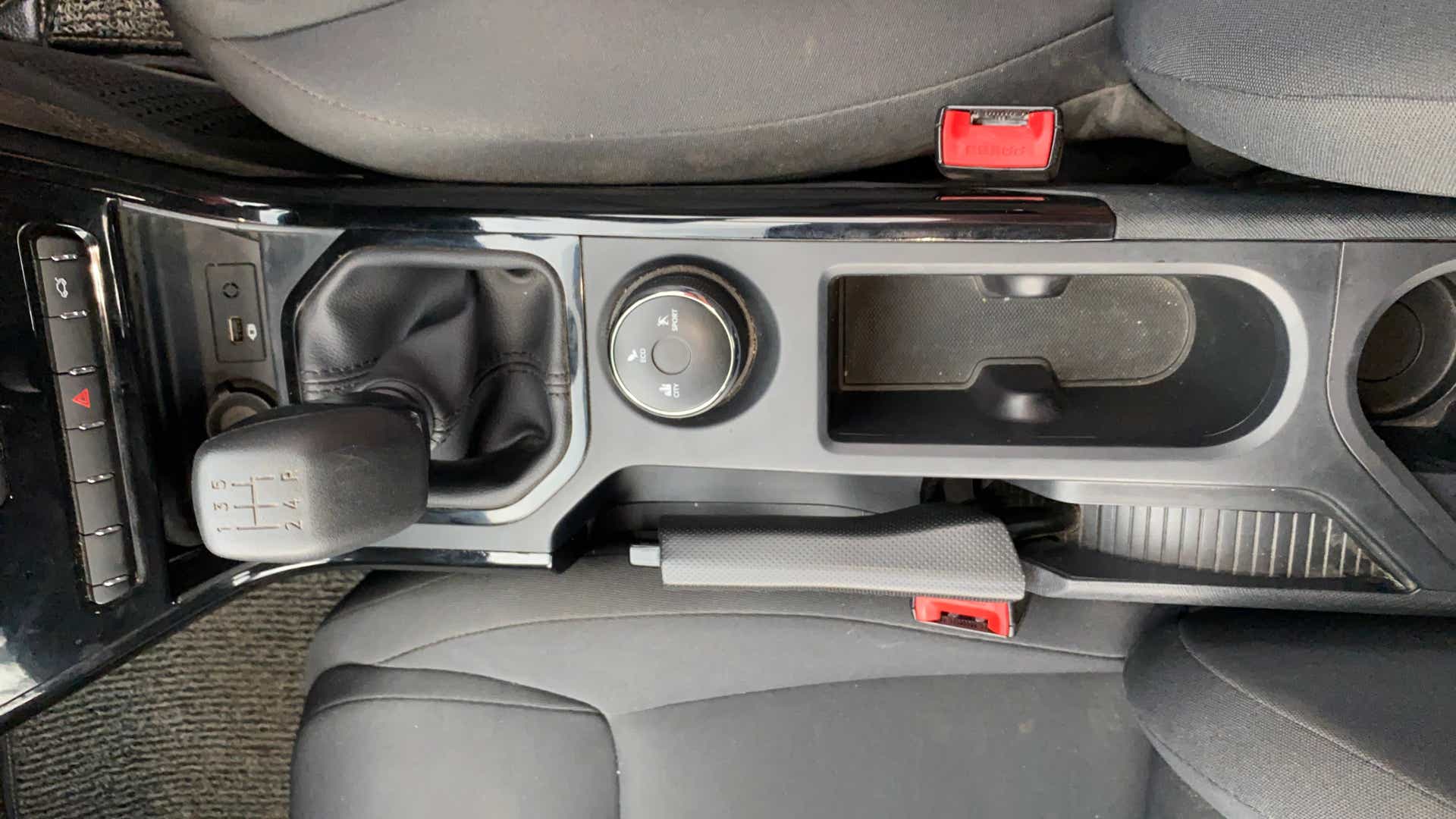Center console and gear shifter of a Tata Nexon